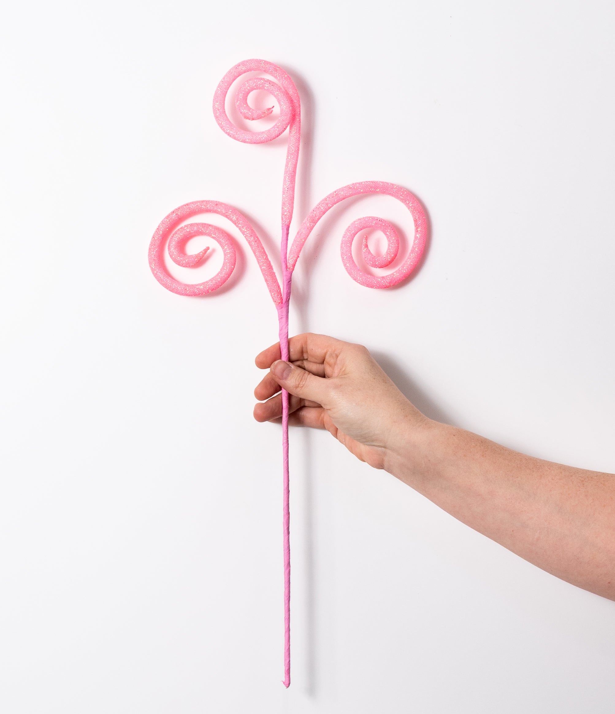 18" Glitter Tube Curly Pick: Iridescent Pink