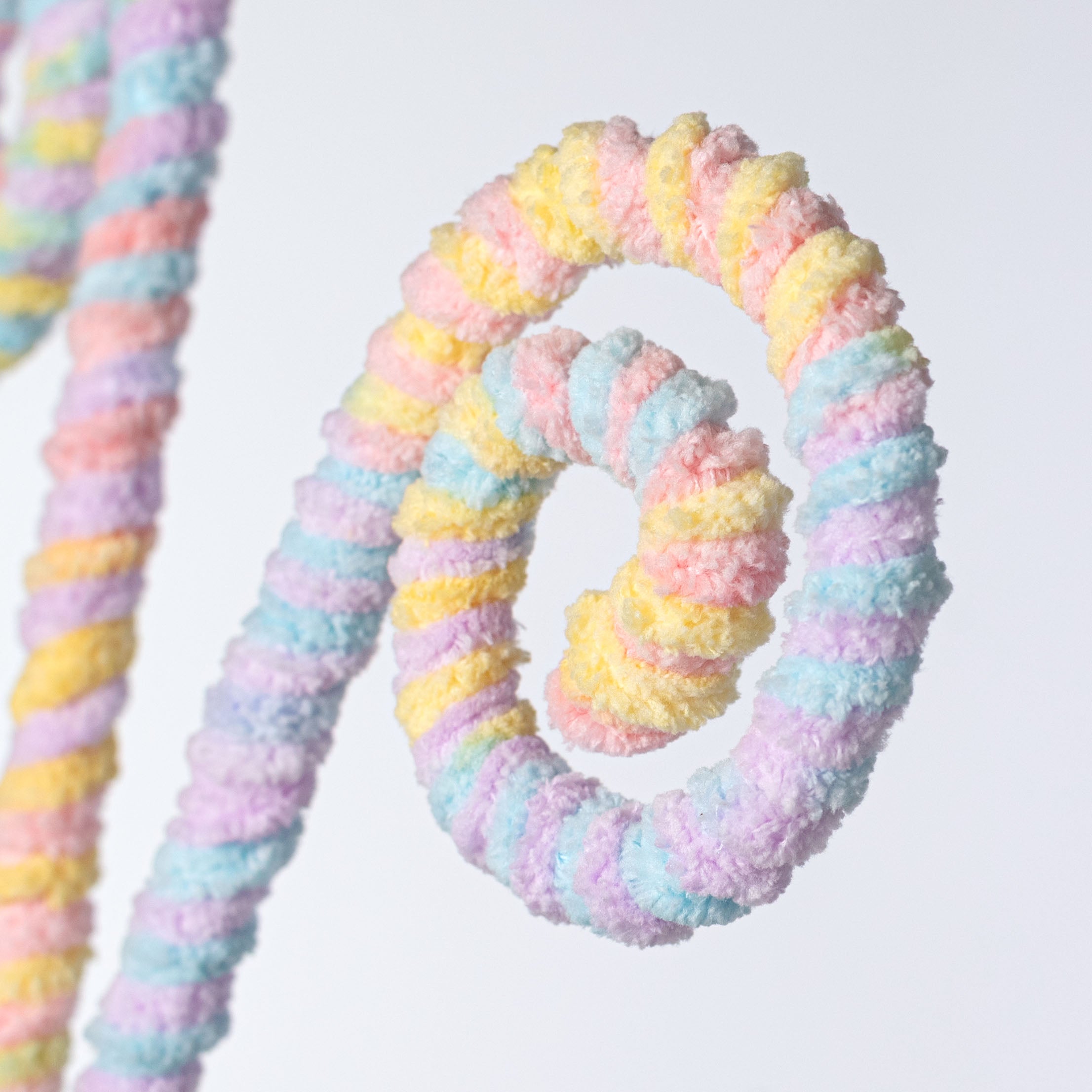 28" Pastel Chenille Stripes Curly Spray