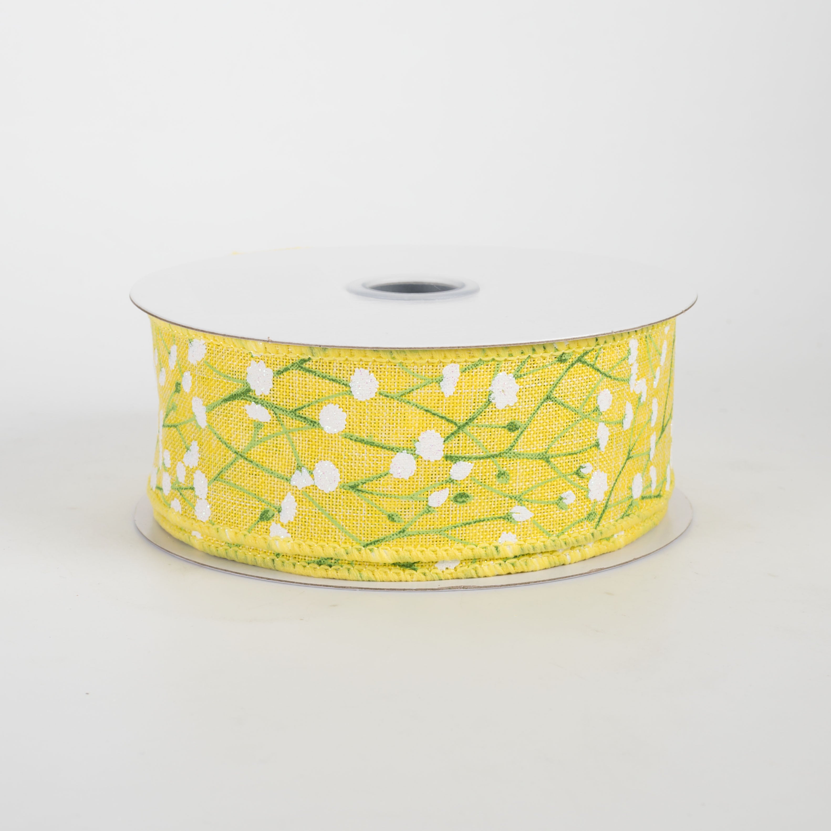 1.5" Baby's Breath Gypsophila Ribbon: Yellow (10 Yards)