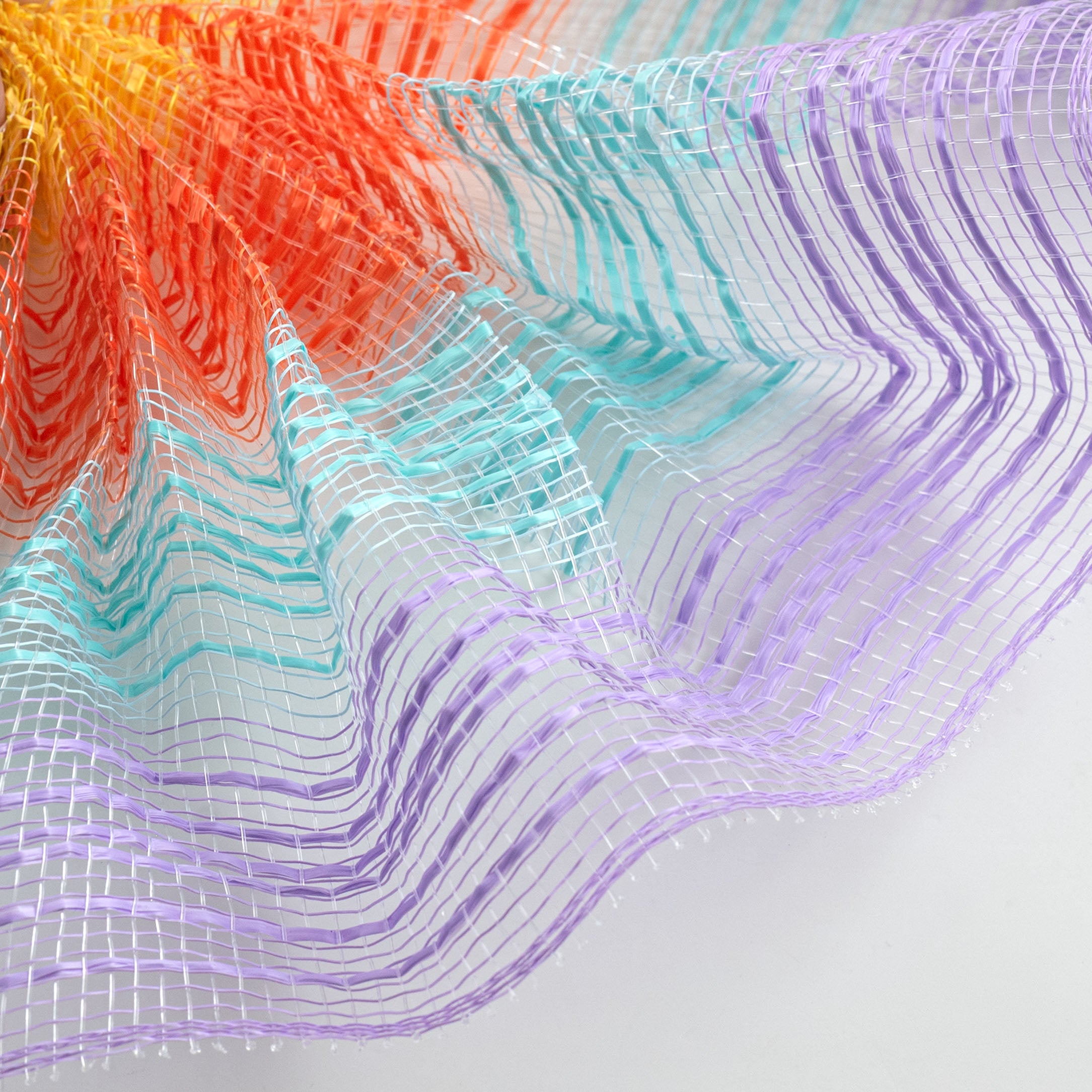 10" Vertical Wide Strip Mesh: Pastel Rainbow Stripes