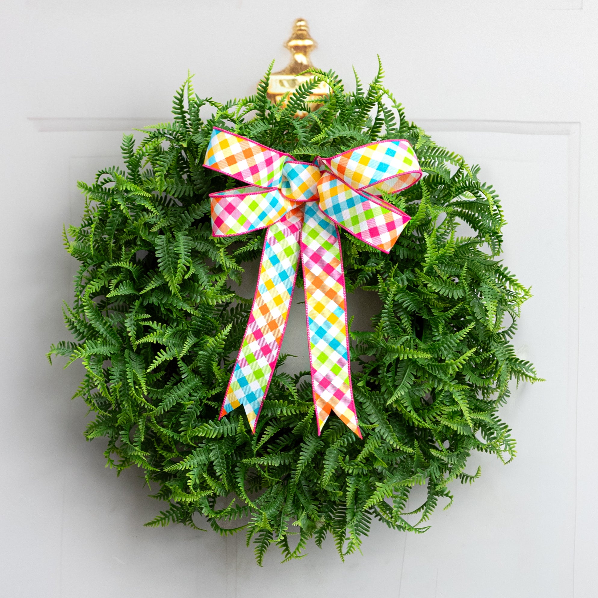 18" Plastic Mini Fern Wreath: Dusty Two-Tone Green