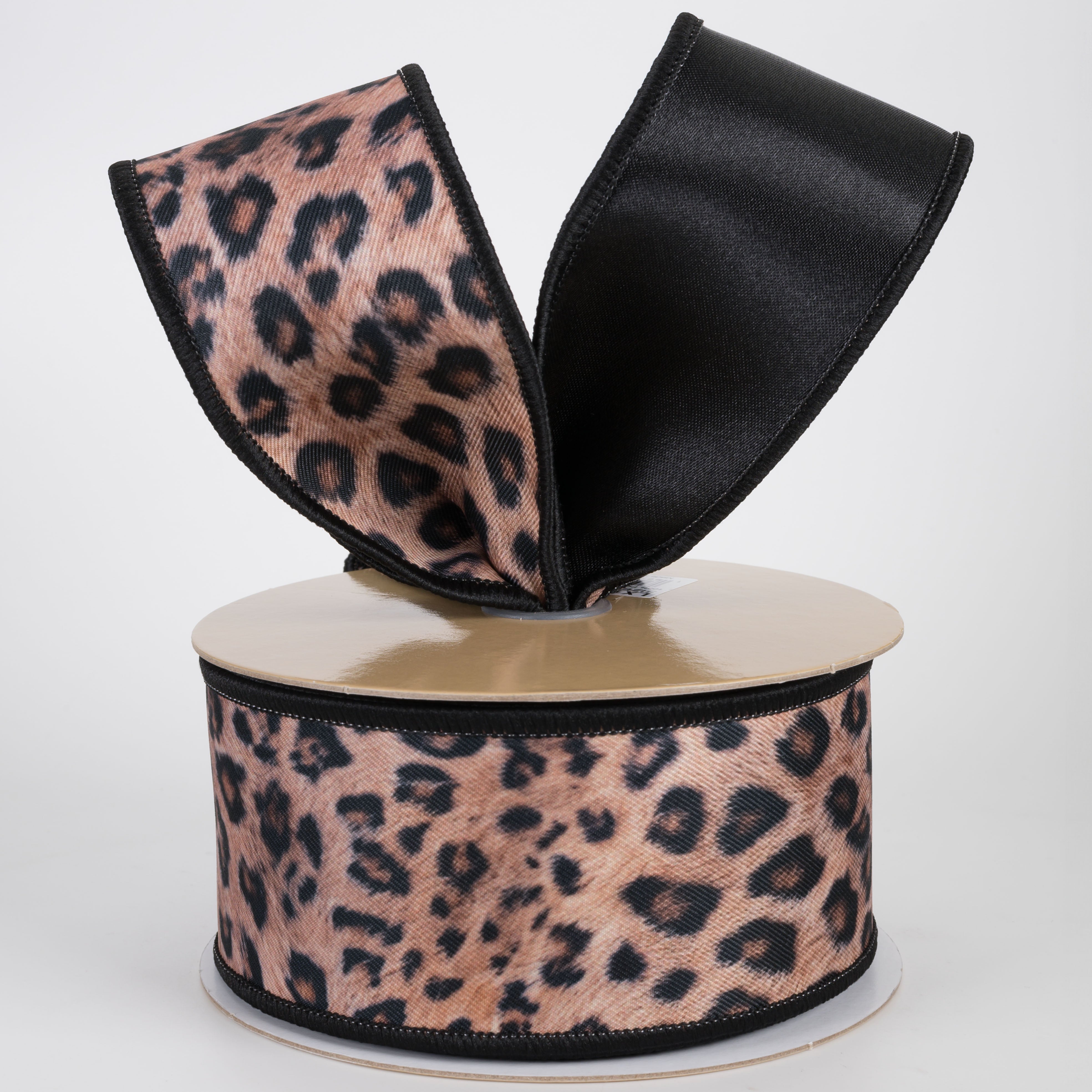 2.5" Double Sided Fused Leopard Print Ribbon (10 Yards)