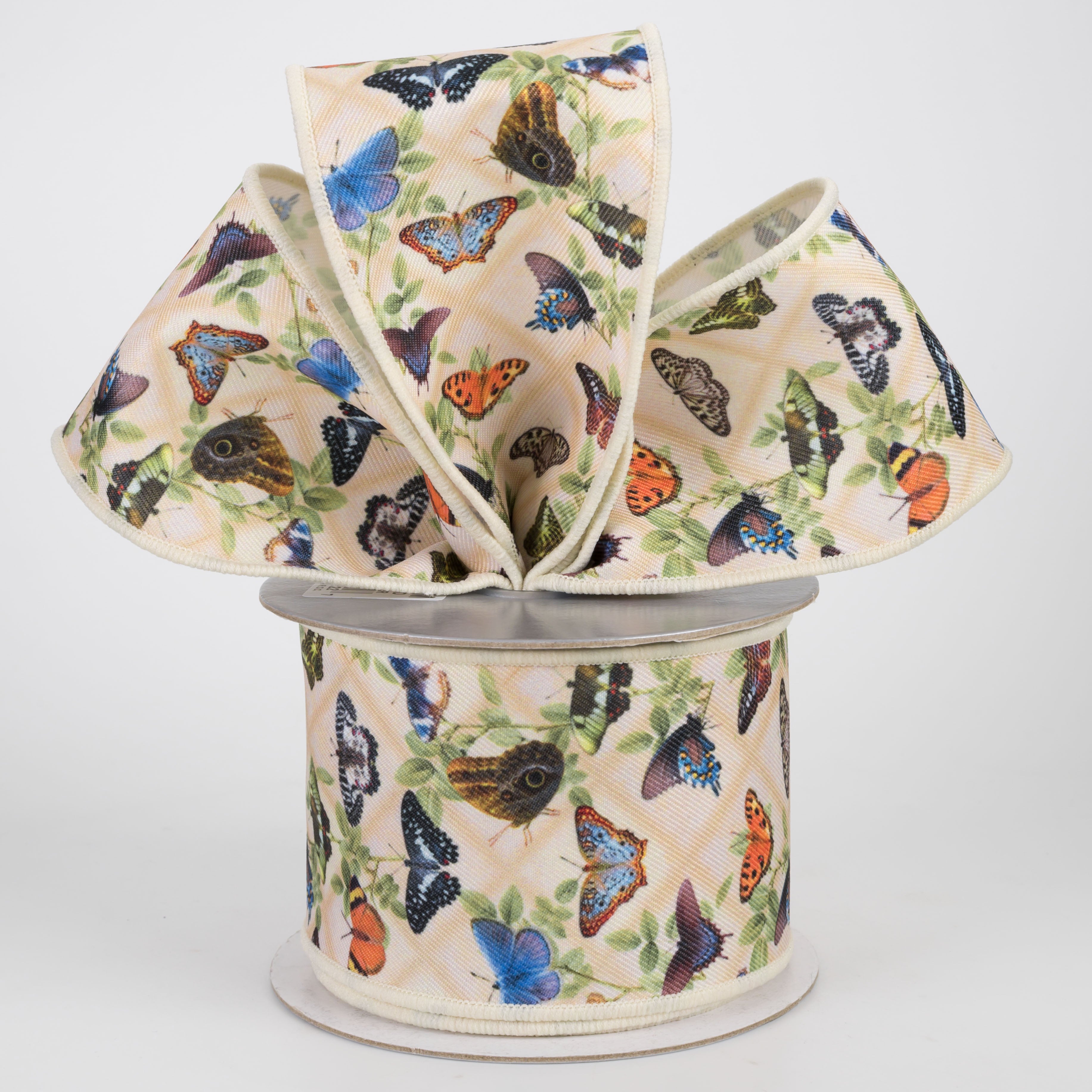 2.5" Brilliance Digital Print Vintage Butterflies Ribbon (10 Yards)