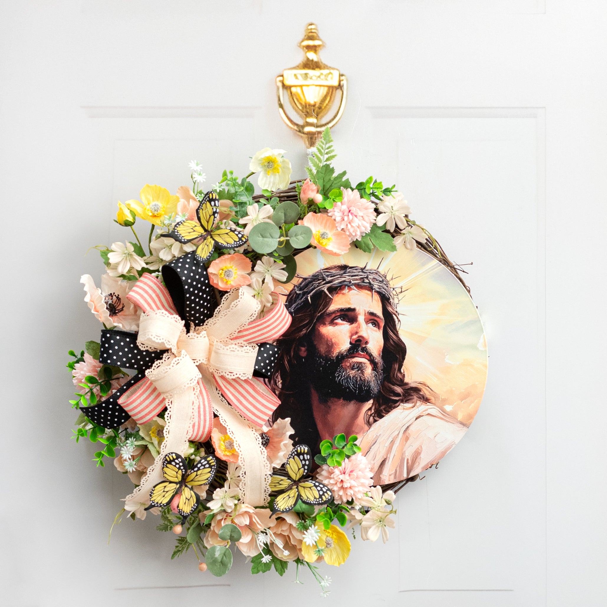 12" Round Metal Sign: Jesus Crown of Thorns