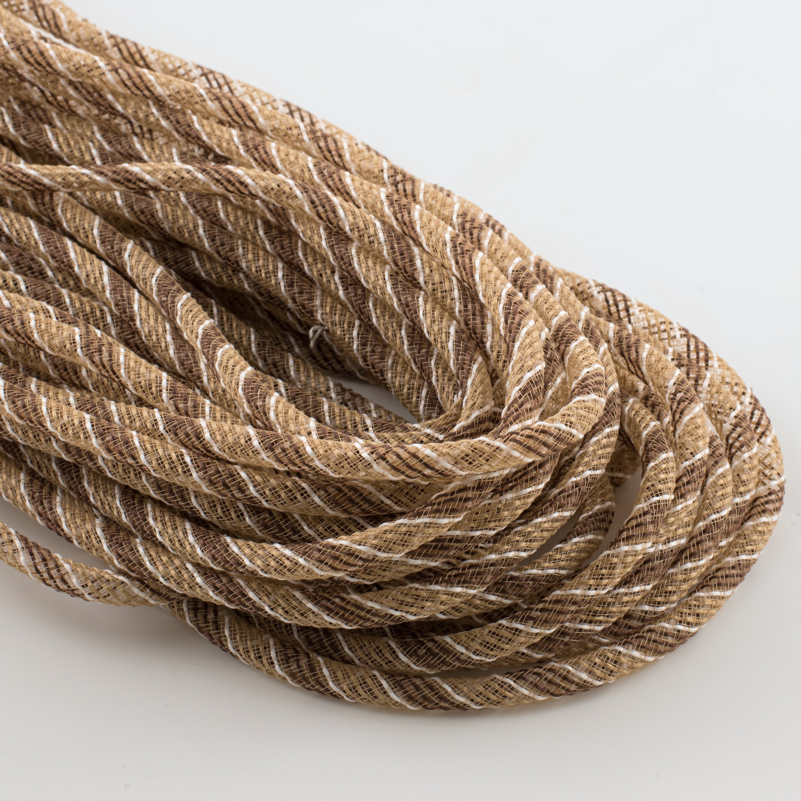 8mm Faux Jute Deco Flex Tubing Ribbon: Natural, Brown & Cream (30 Yards)