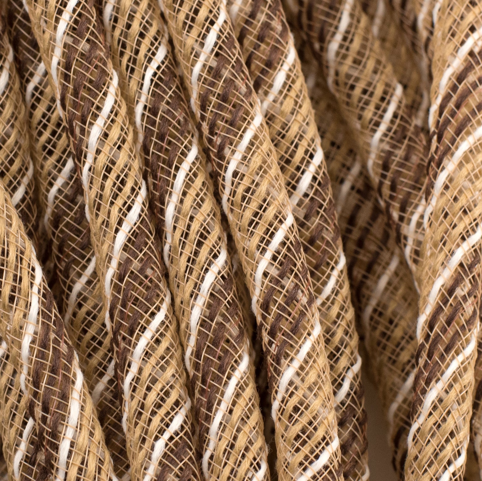 8mm Faux Jute Deco Flex Tubing Ribbon: Natural, Brown & Cream (30 Yards)
