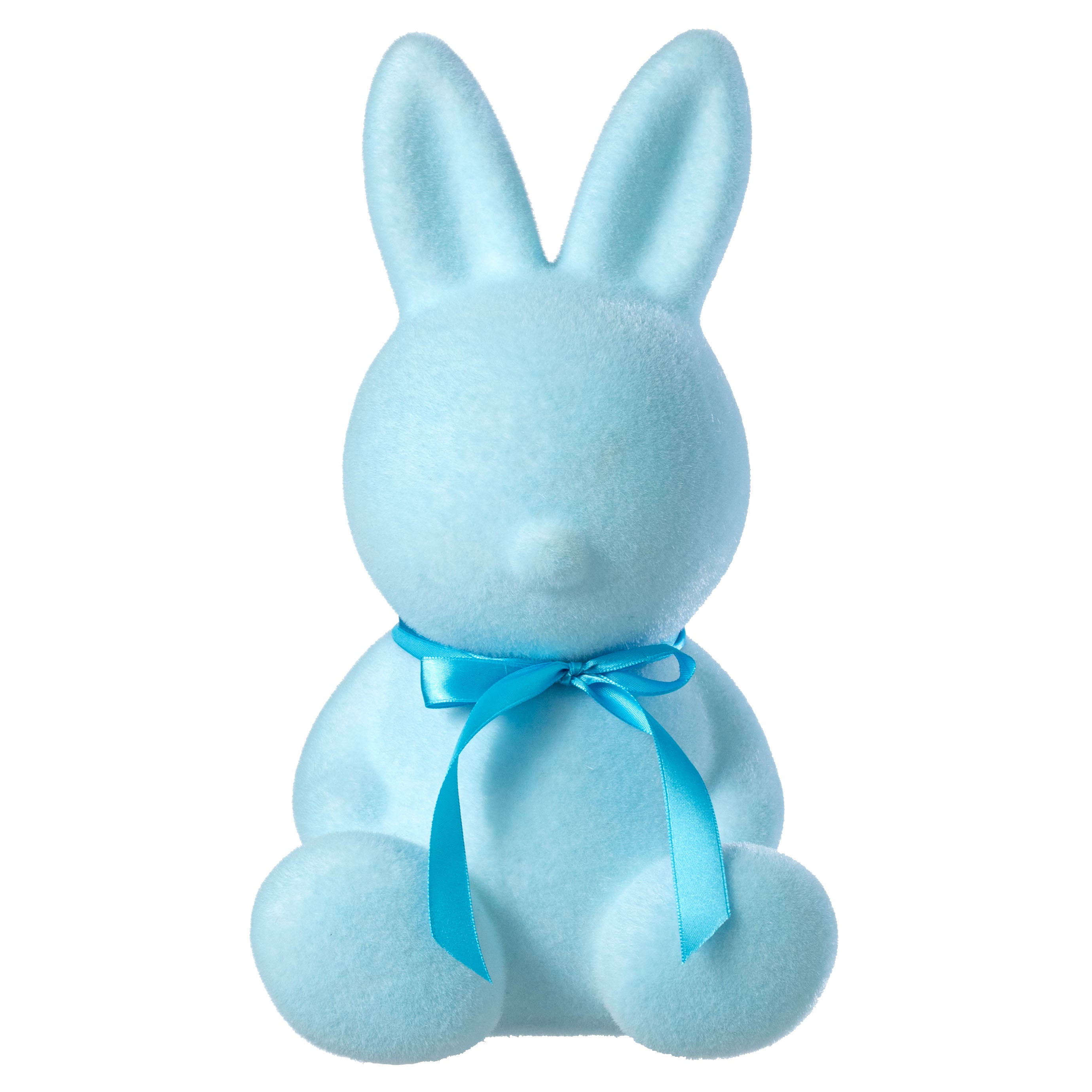 12" Modern Flocked Bunny Decor: Blue