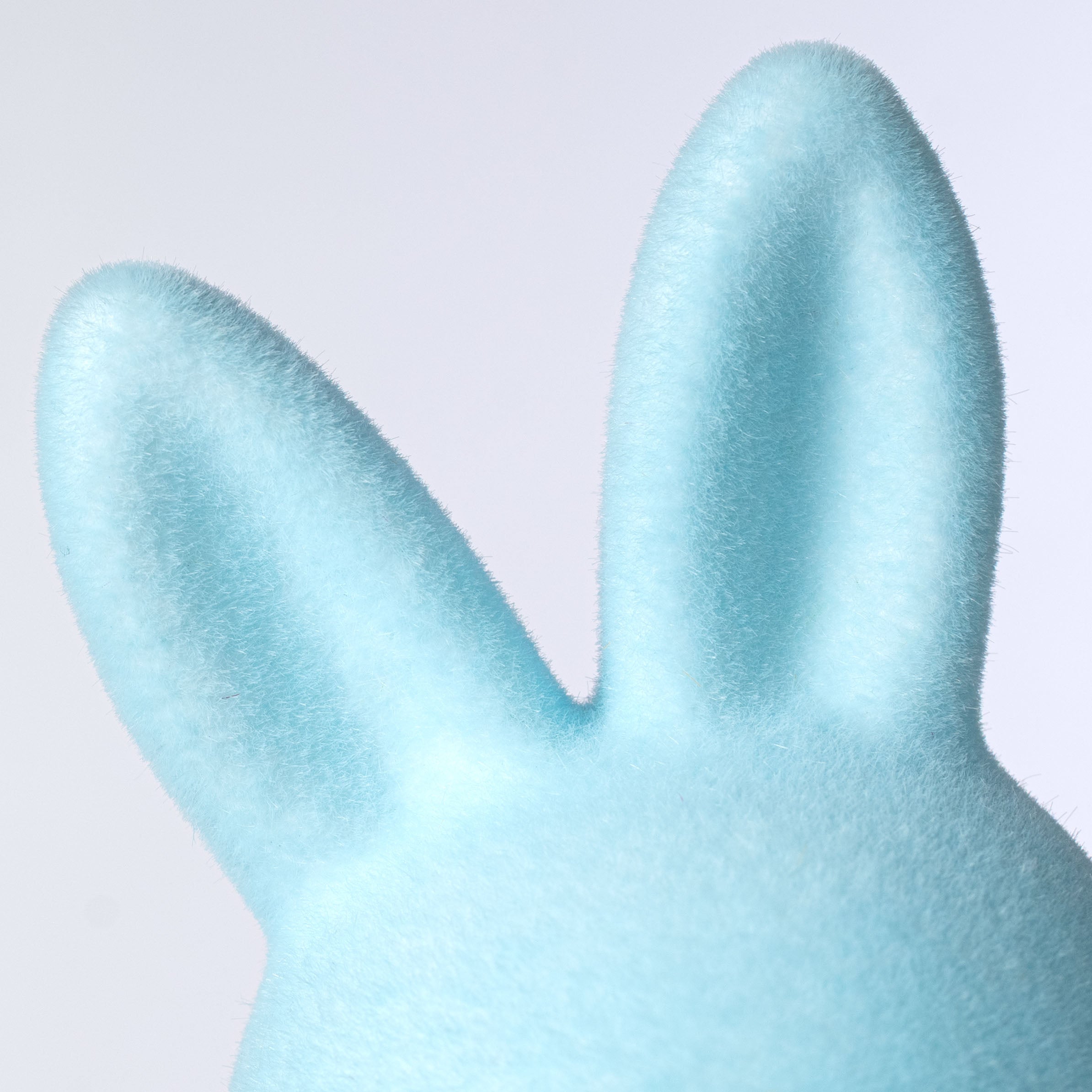 12" Modern Flocked Bunny Decor: Blue