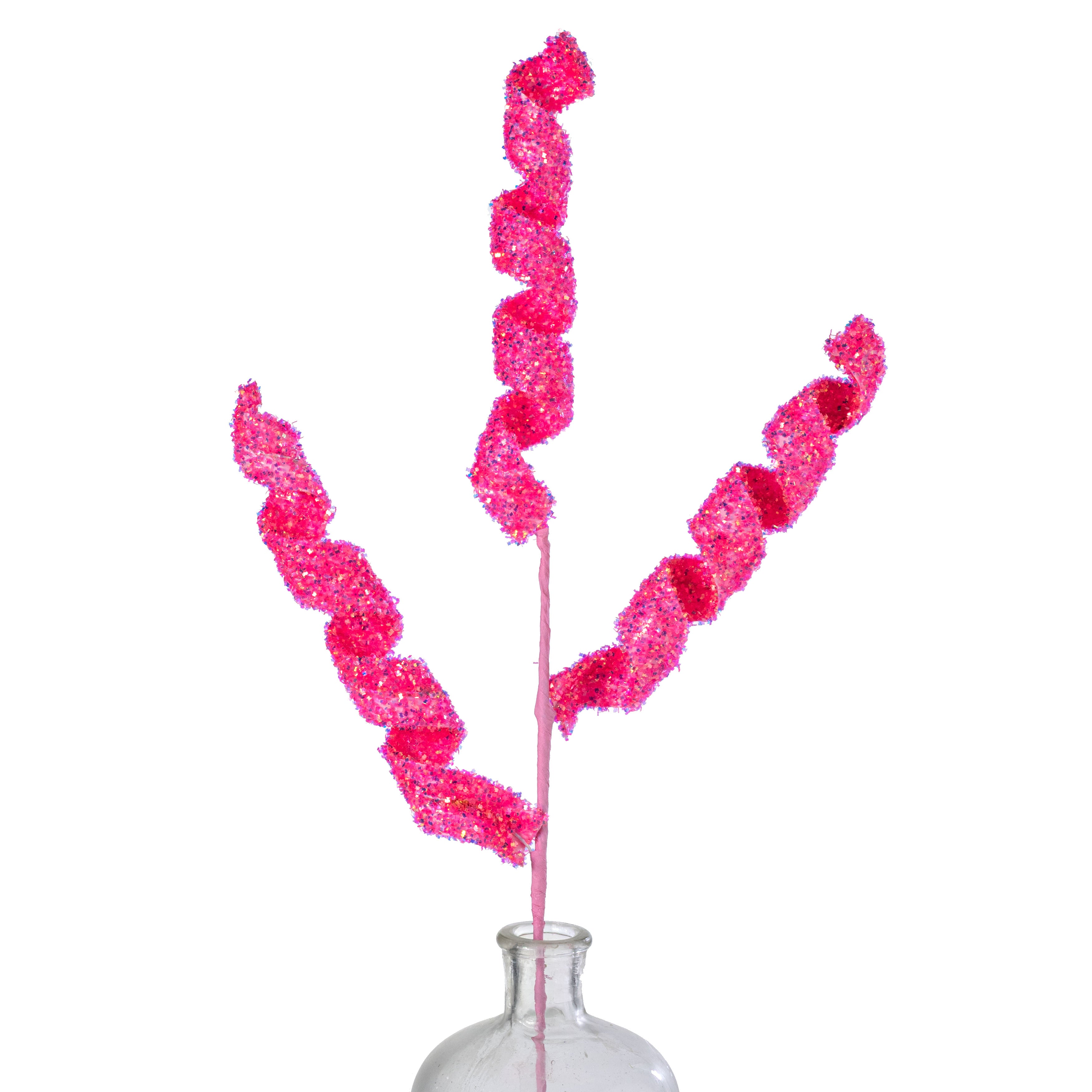 29" Frizzy Curly Spray: Iridescent Hot Pink