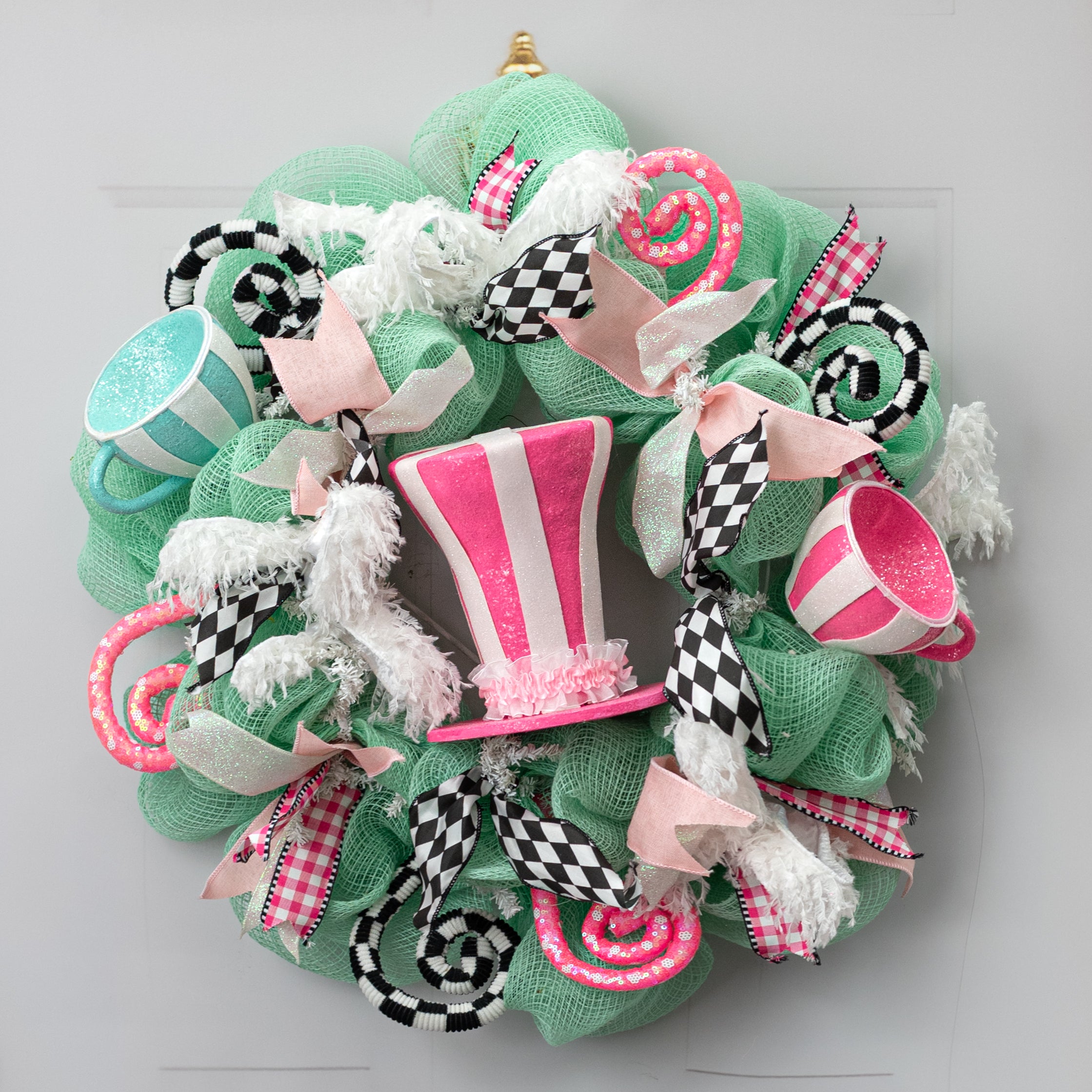 6" x 16" Striped Tea Cup Pick: Mint Blue