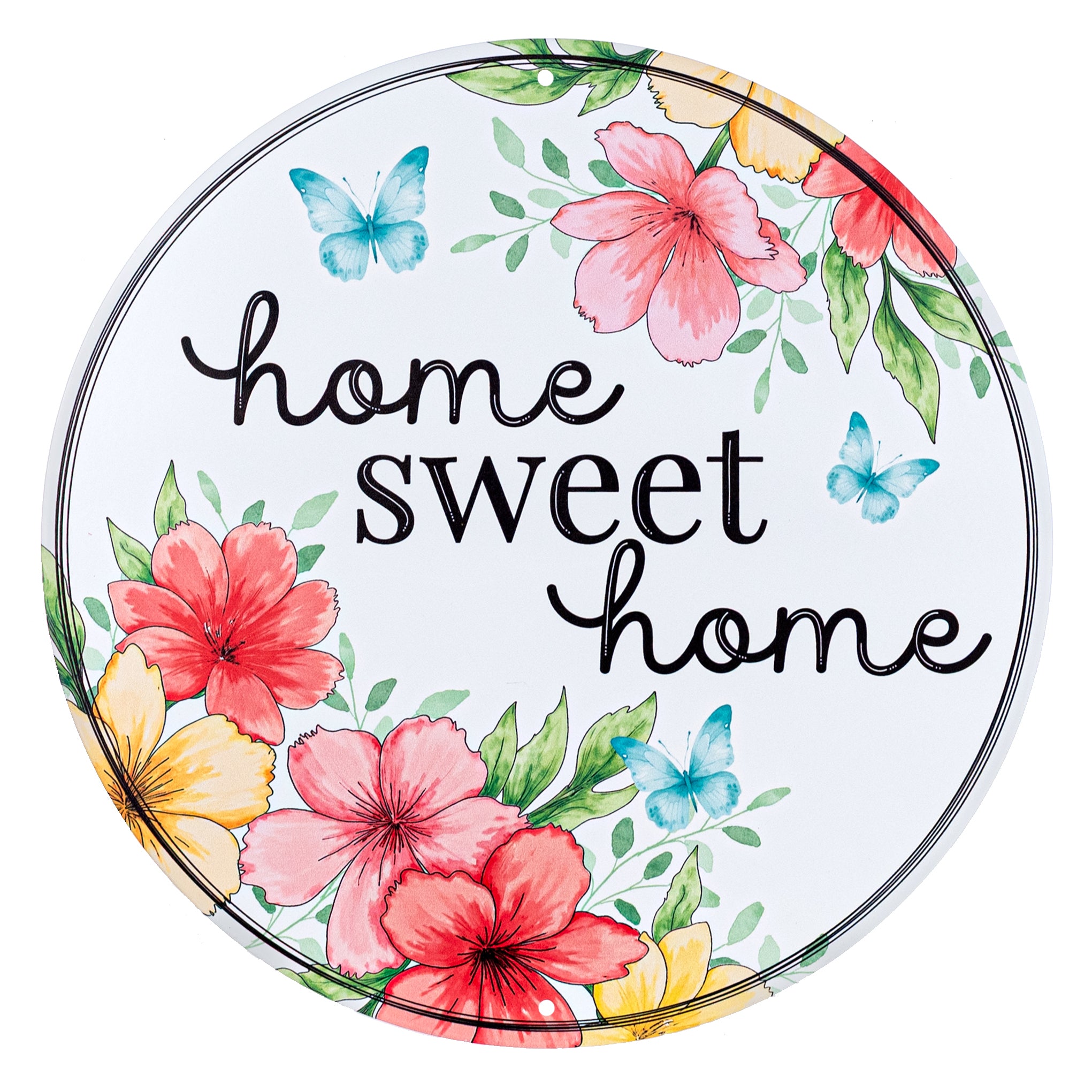 12" Metal Sign: Home Sweet Home Florals