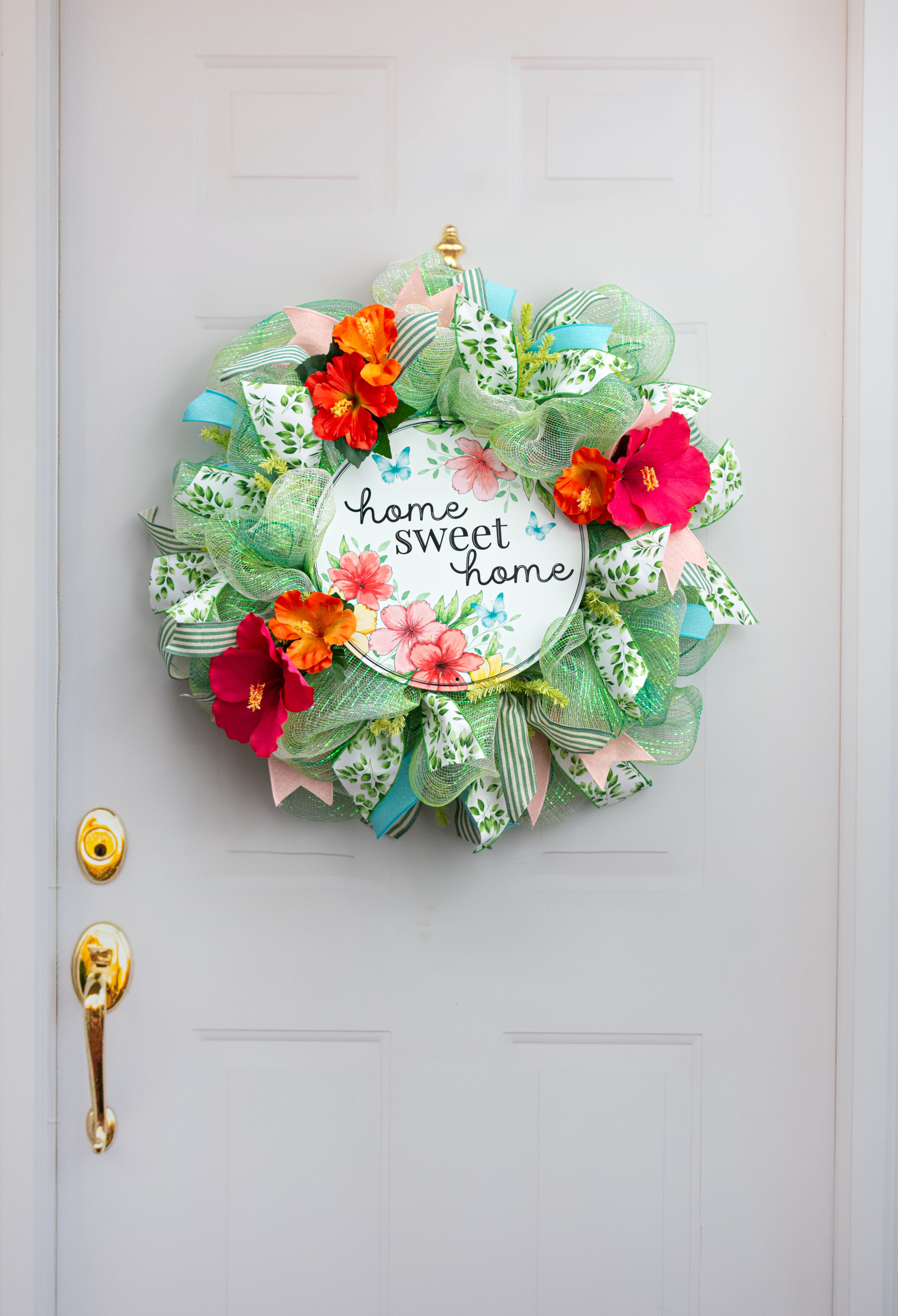 12" Metal Sign: Home Sweet Home Florals
