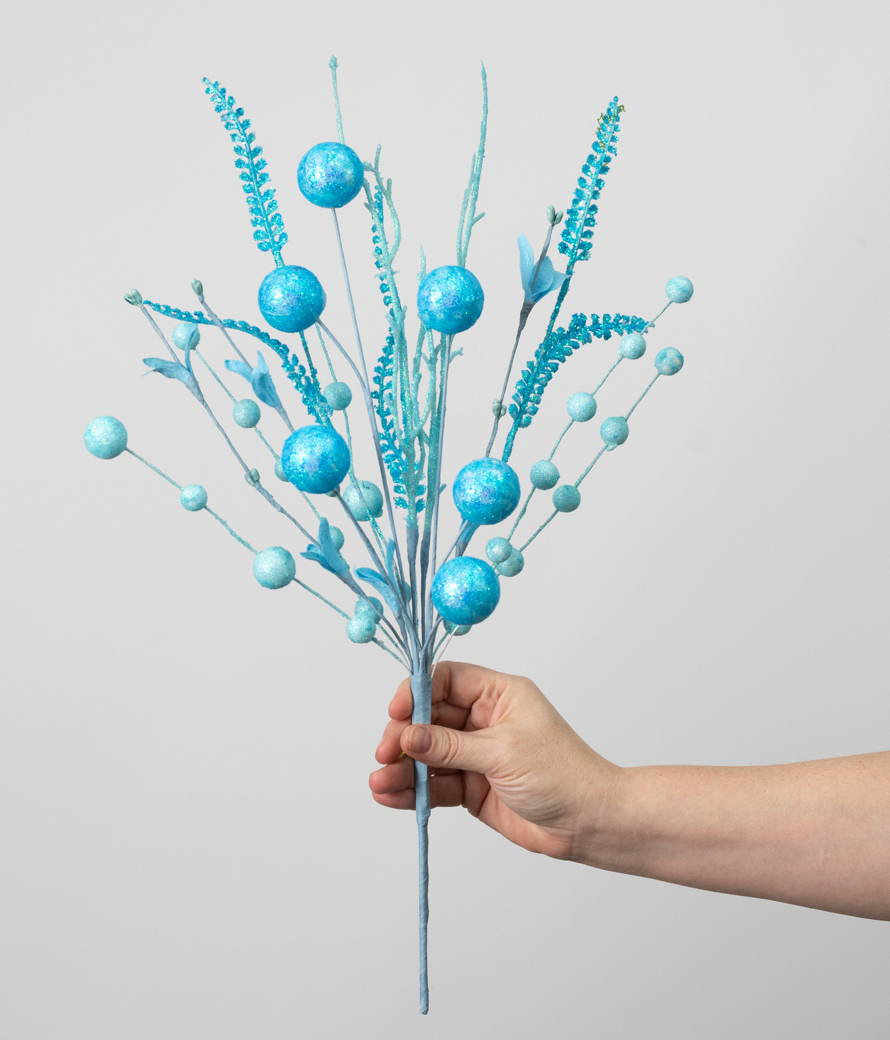 21" Glitter Ball Filler Bush: Iridescent Blue