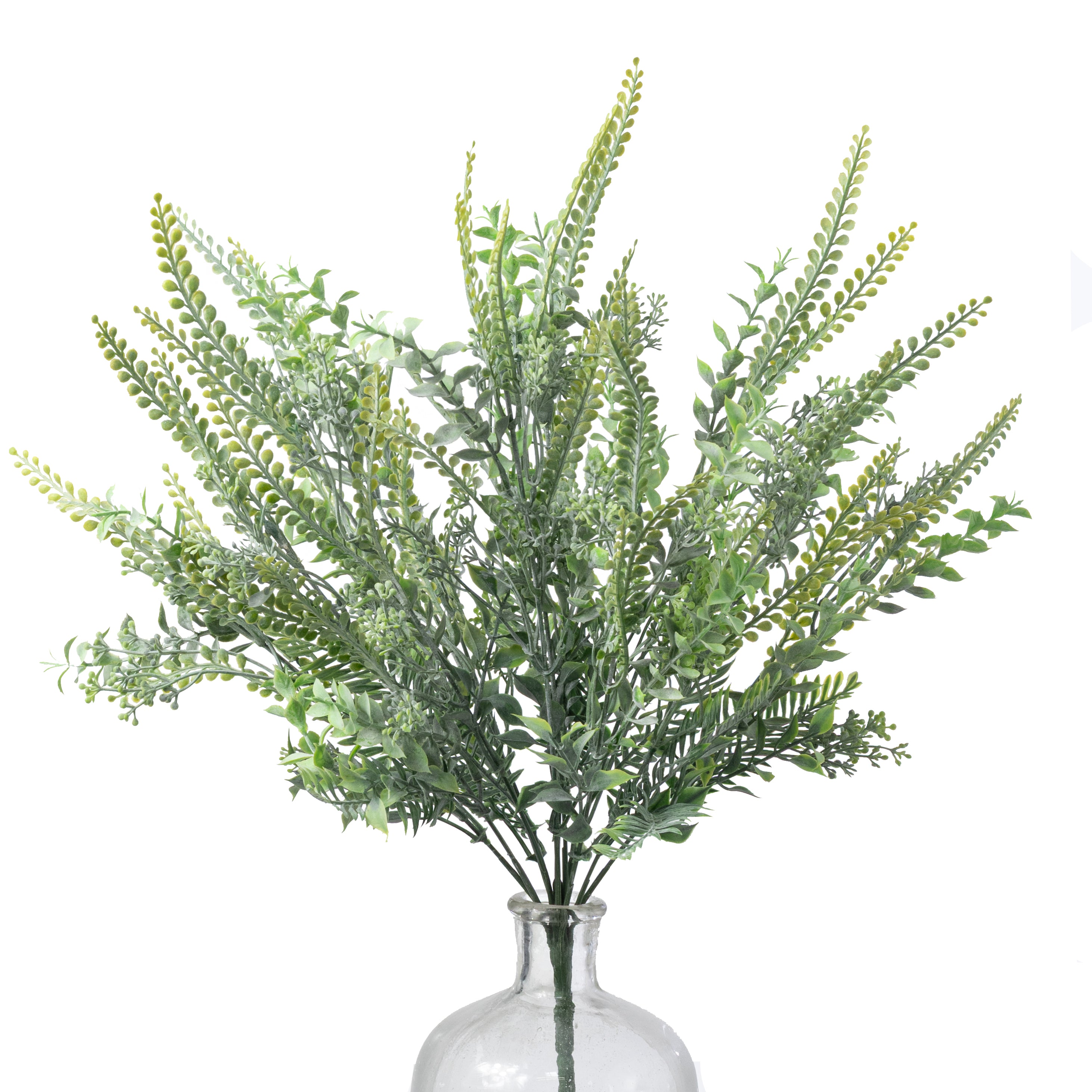 23" Mixed Button Fern & Greenery Bush: Dusty Green (12 Stem)