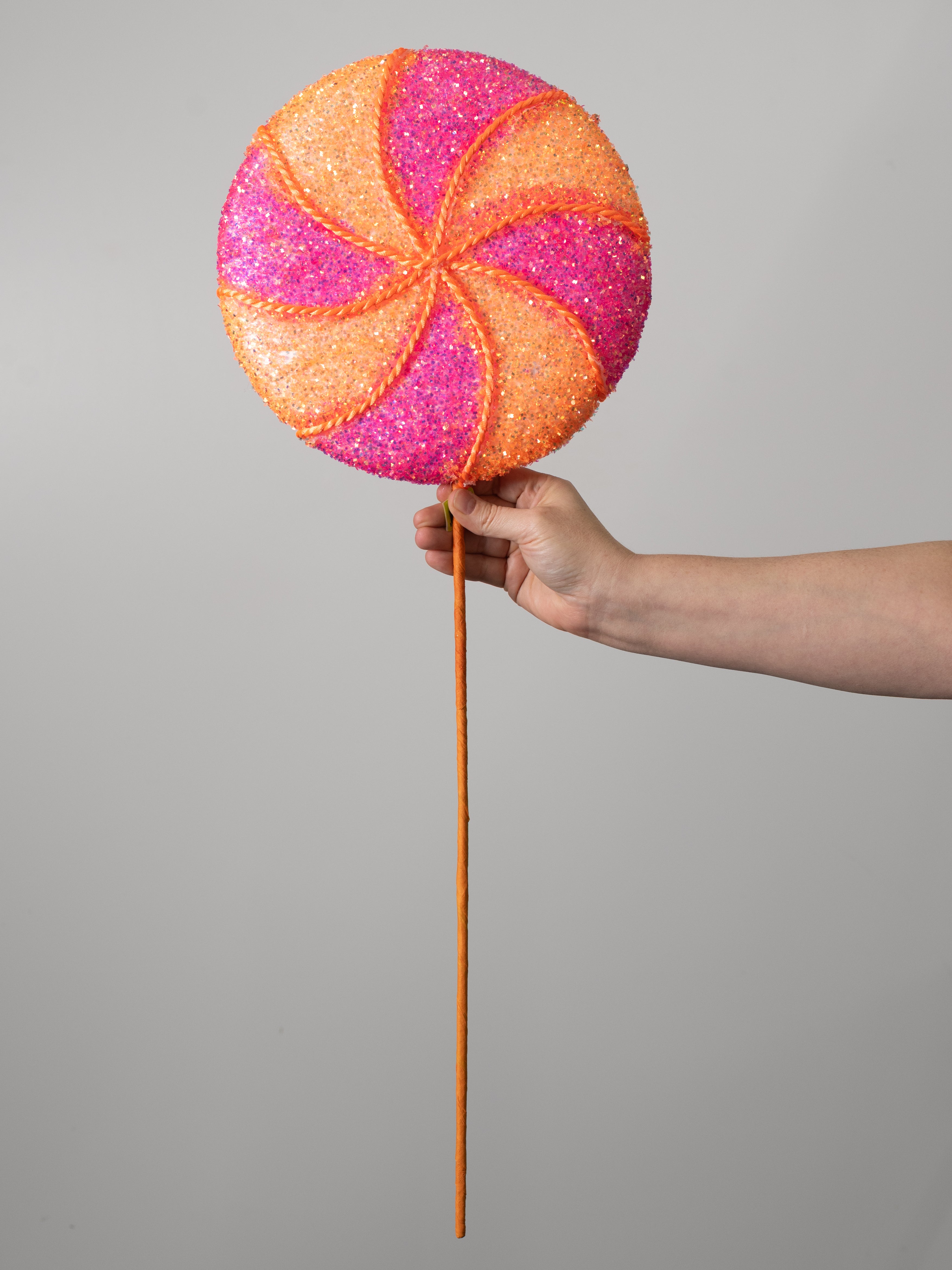 10" x 29" Frizzy Glitter Lollipop Spray: Orange & Hot Pink