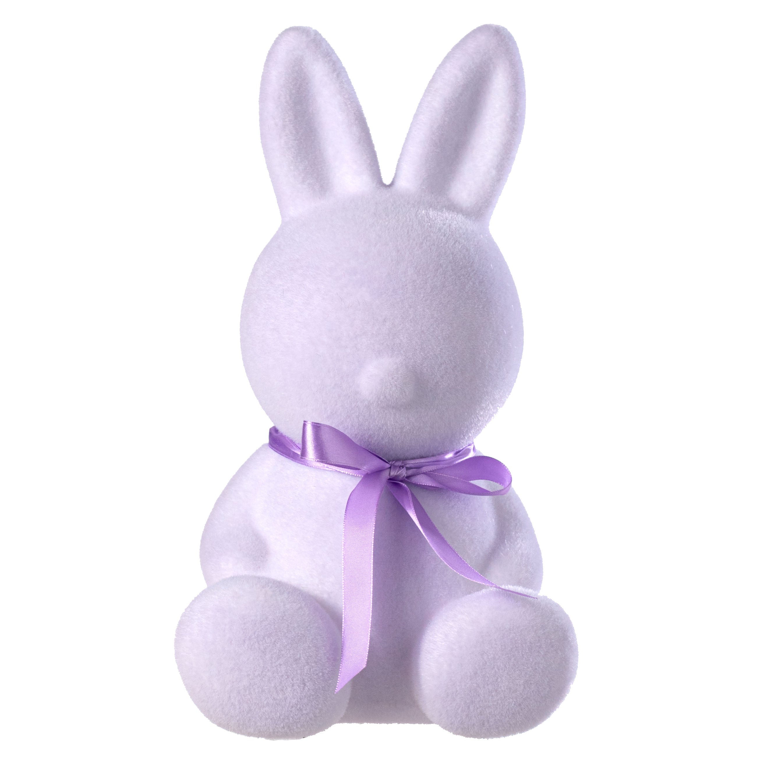 12" Modern Flocked Bunny Decor: Lavender