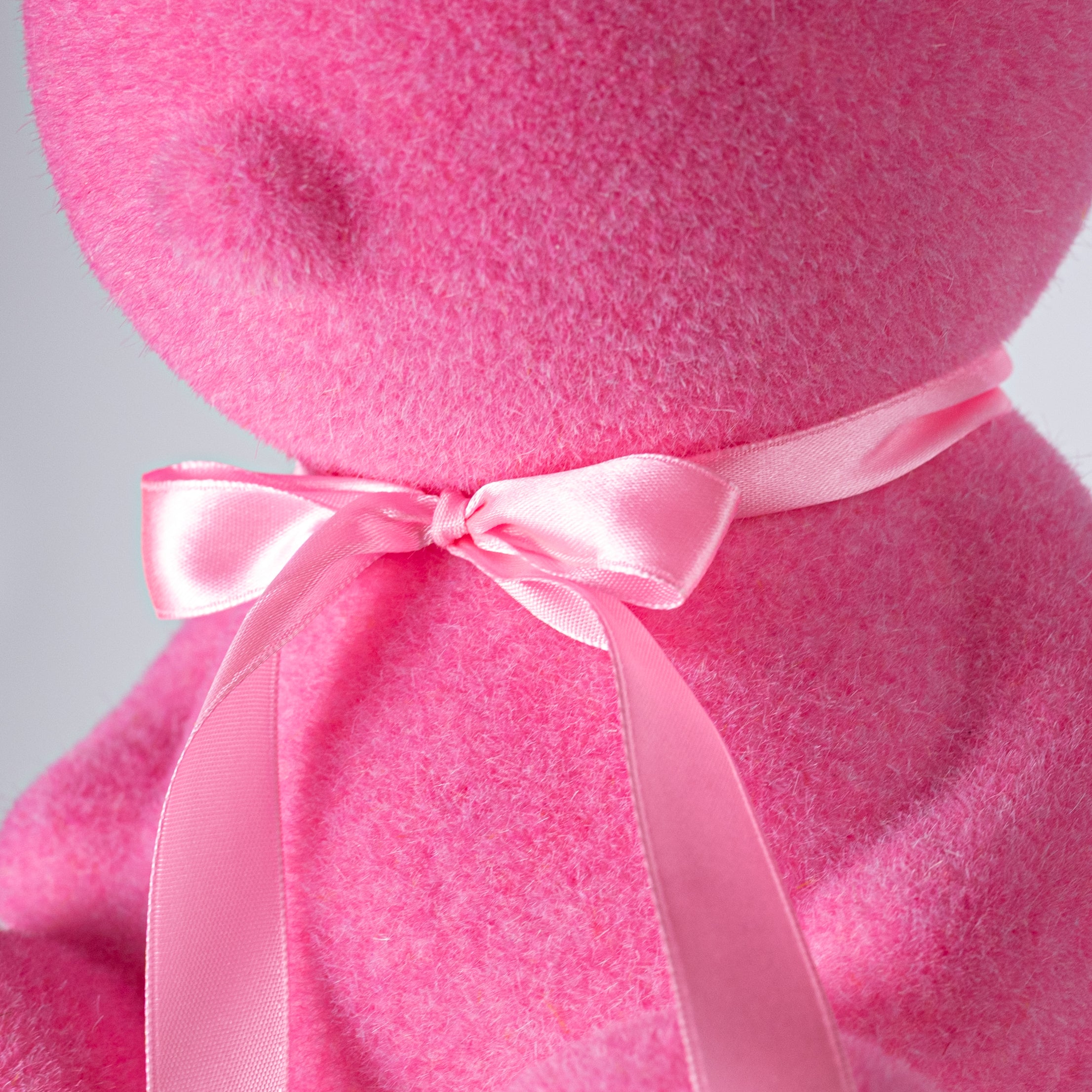 12" Modern Flocked Bunny Decor: Hot Pink