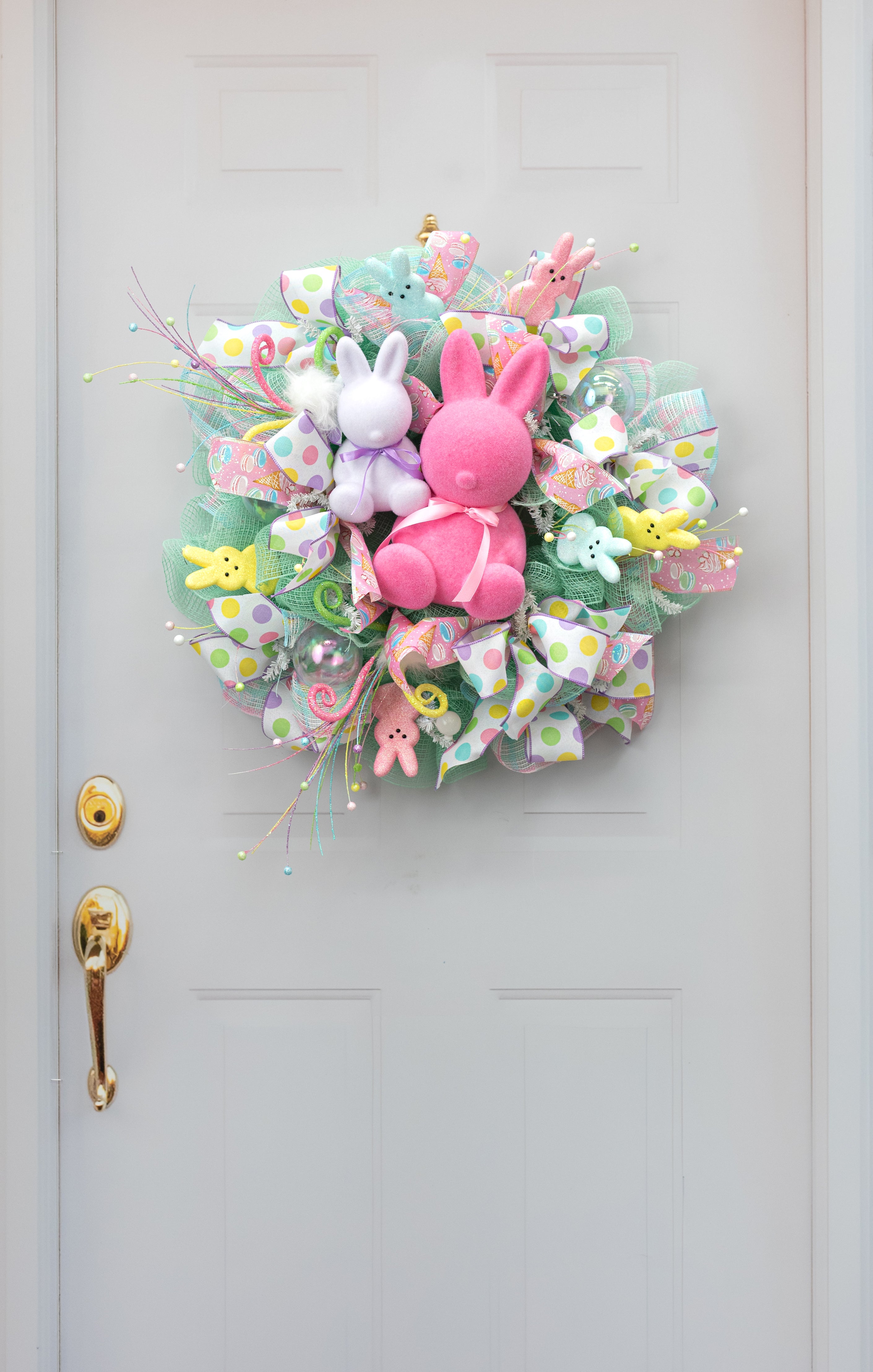 12" Modern Flocked Bunny Decor: Hot Pink