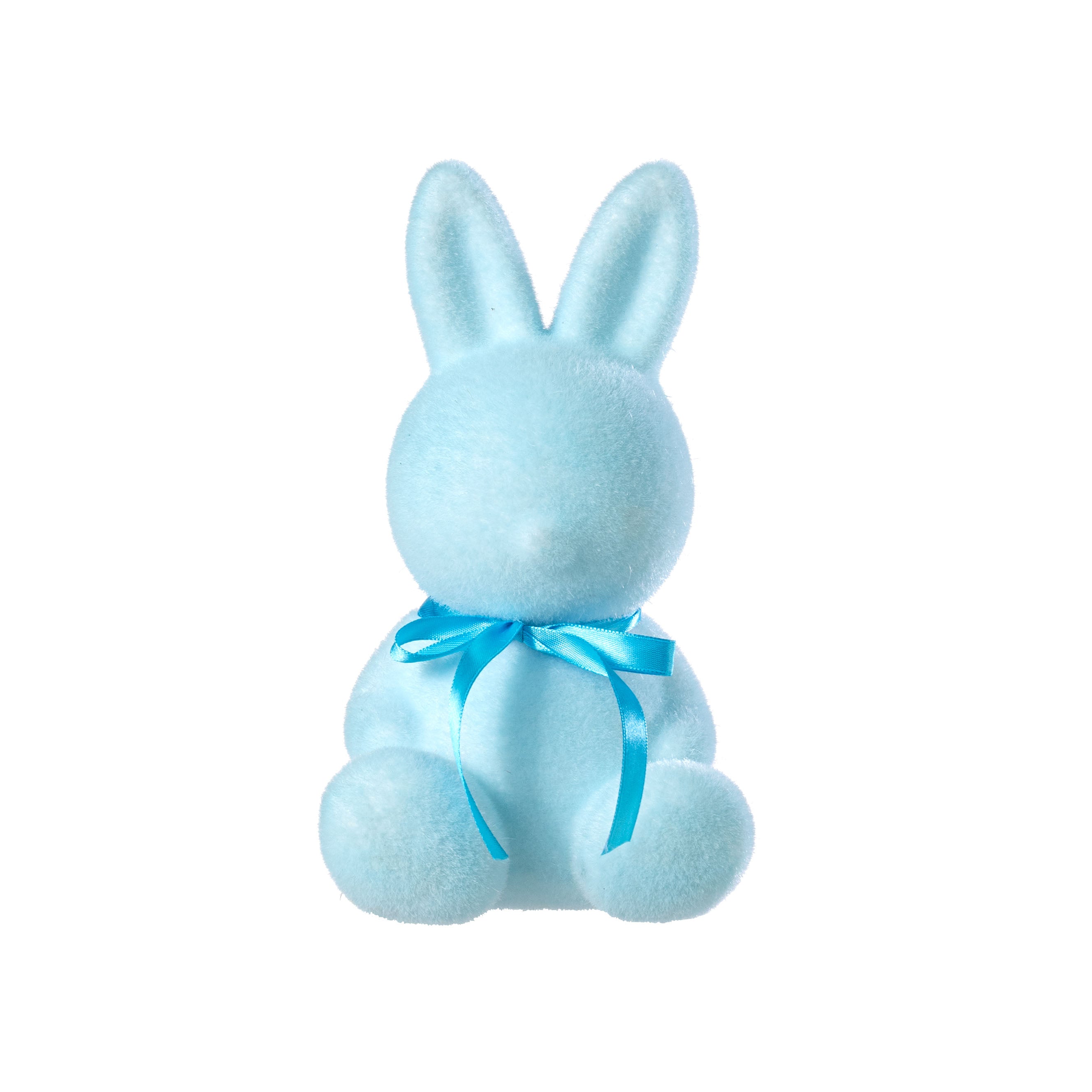 8" Modern Flocked Bunny Decor: Blue