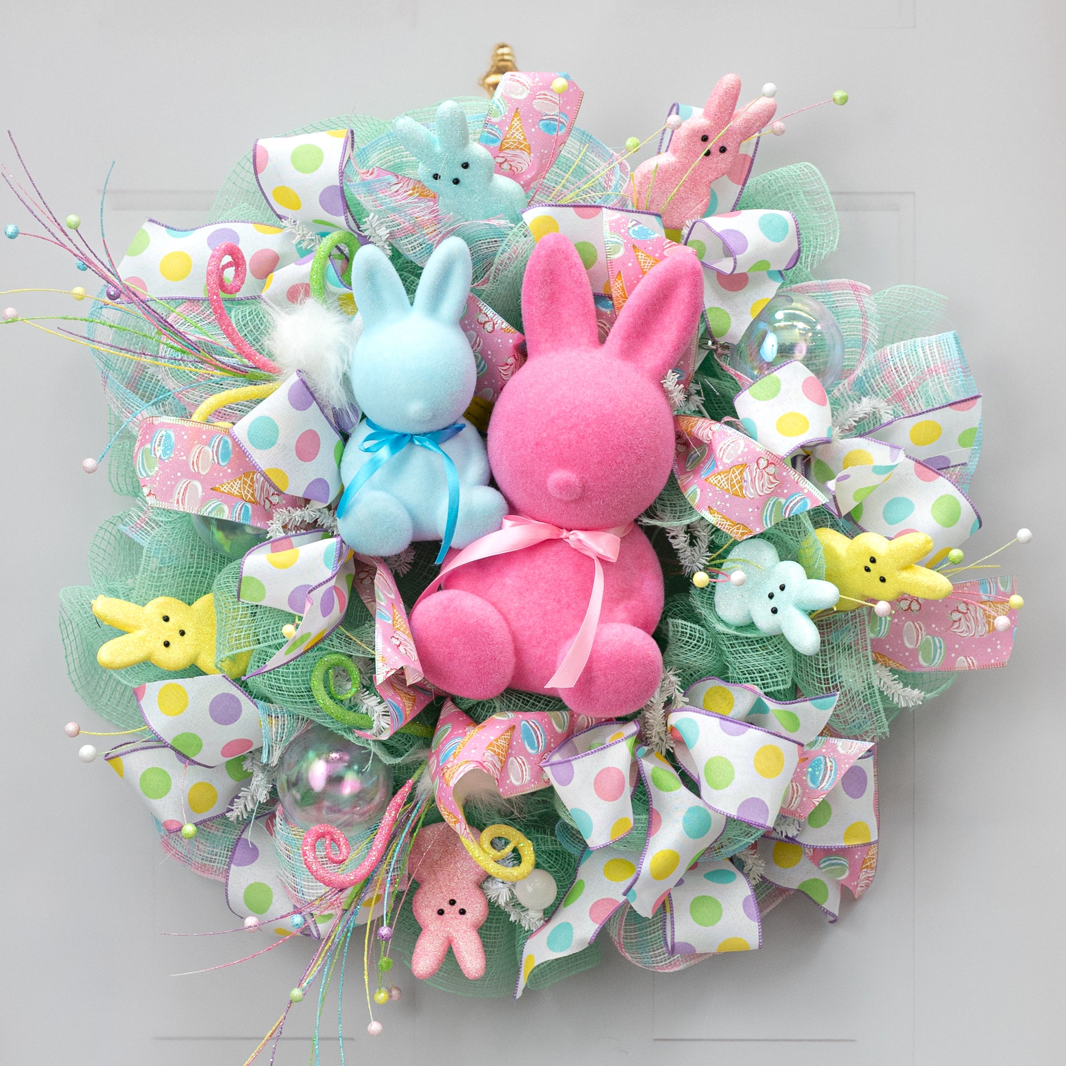 8" Modern Flocked Bunny Decor: Blue