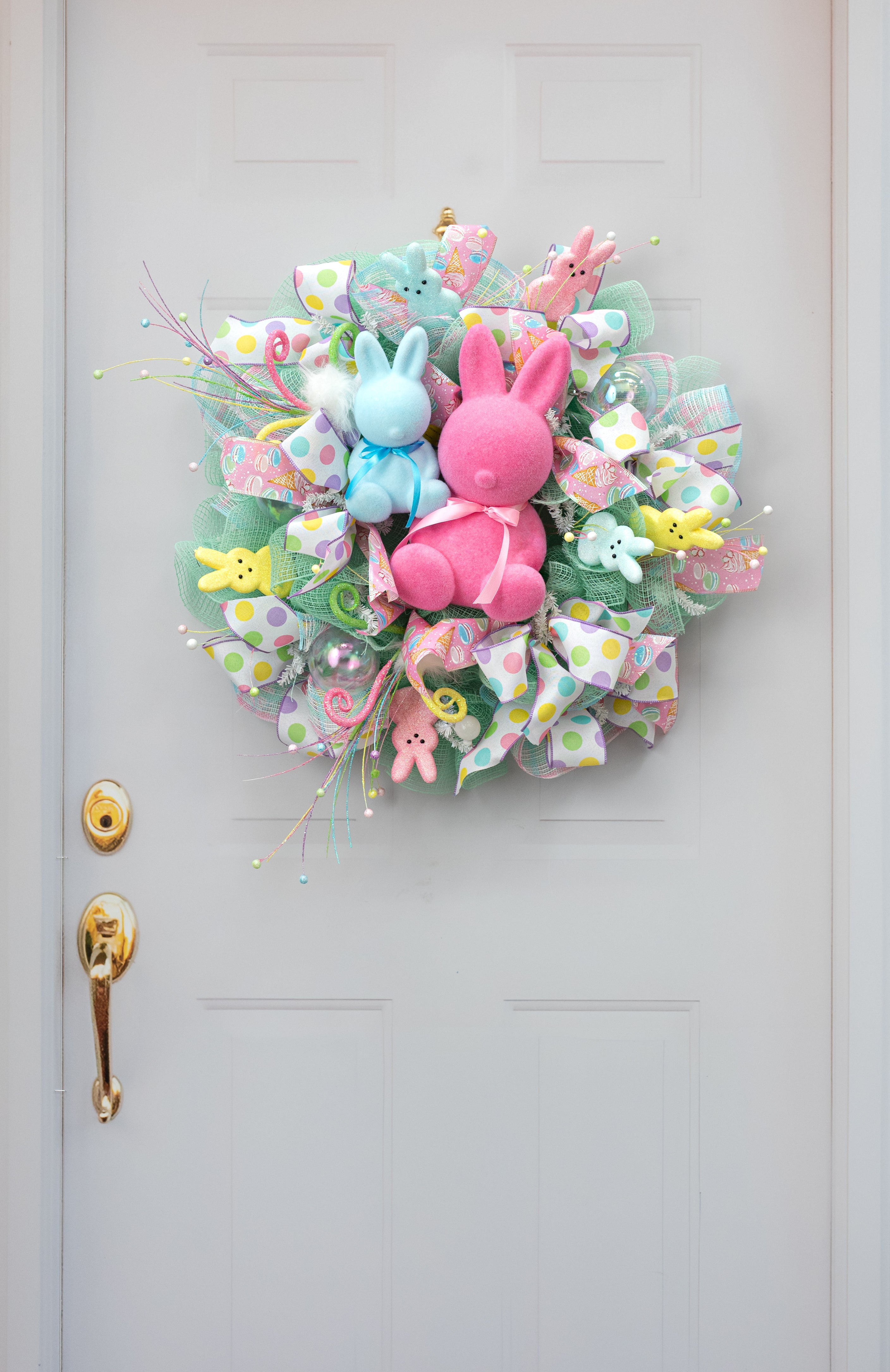 8" Modern Flocked Bunny Decor: Blue