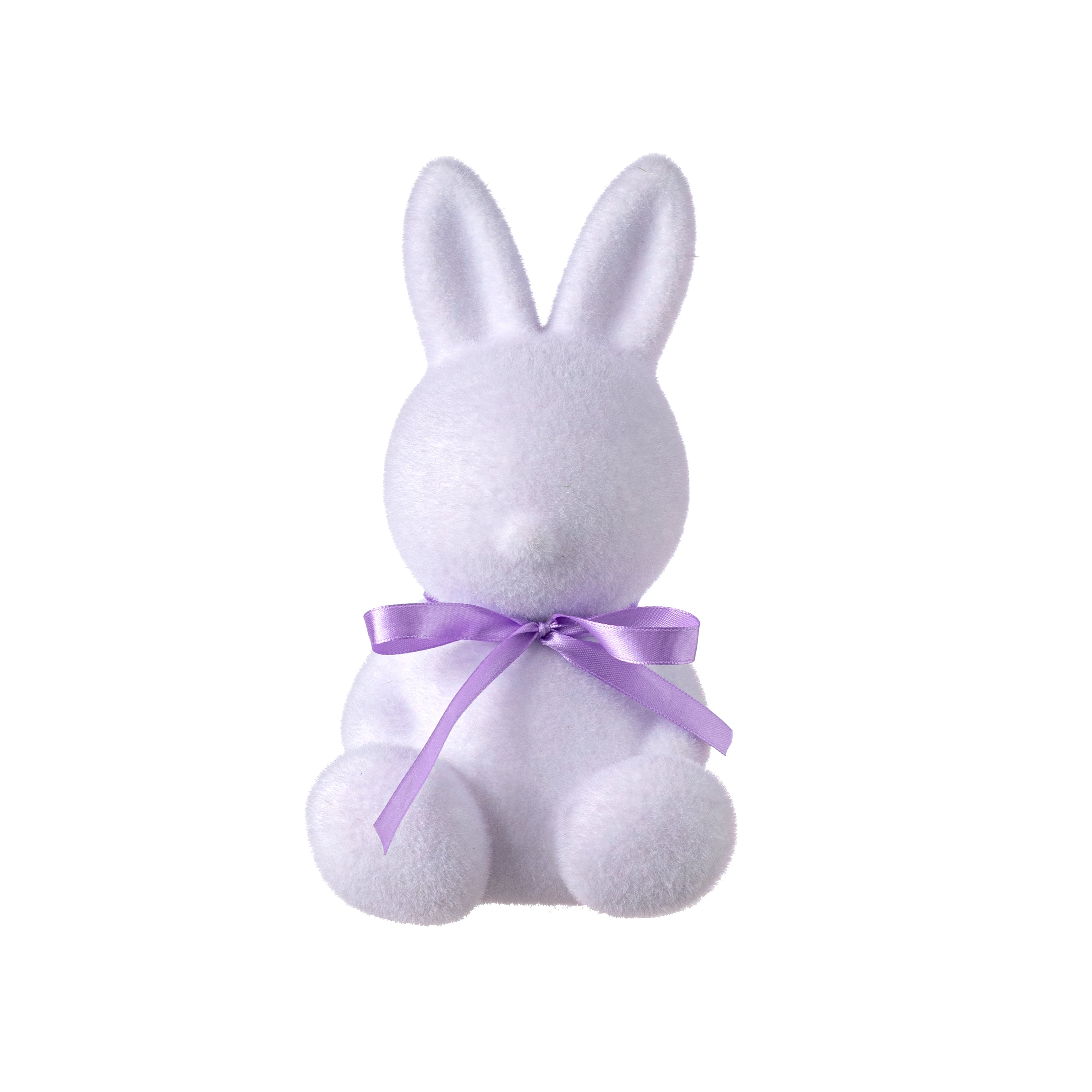 8" Modern Flocked Bunny Decor: Lavender