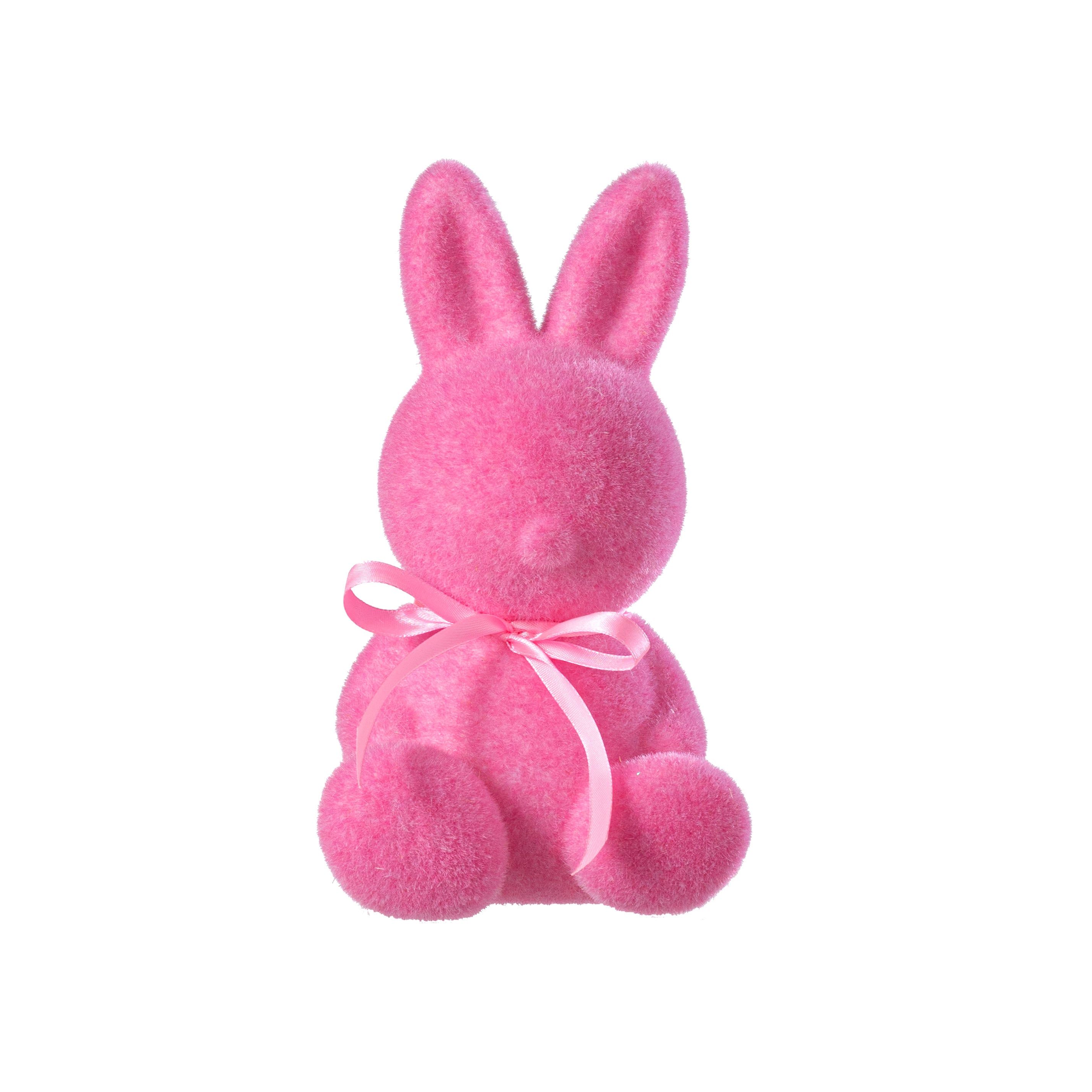 8" Modern Flocked Bunny Decor: Hot Pink