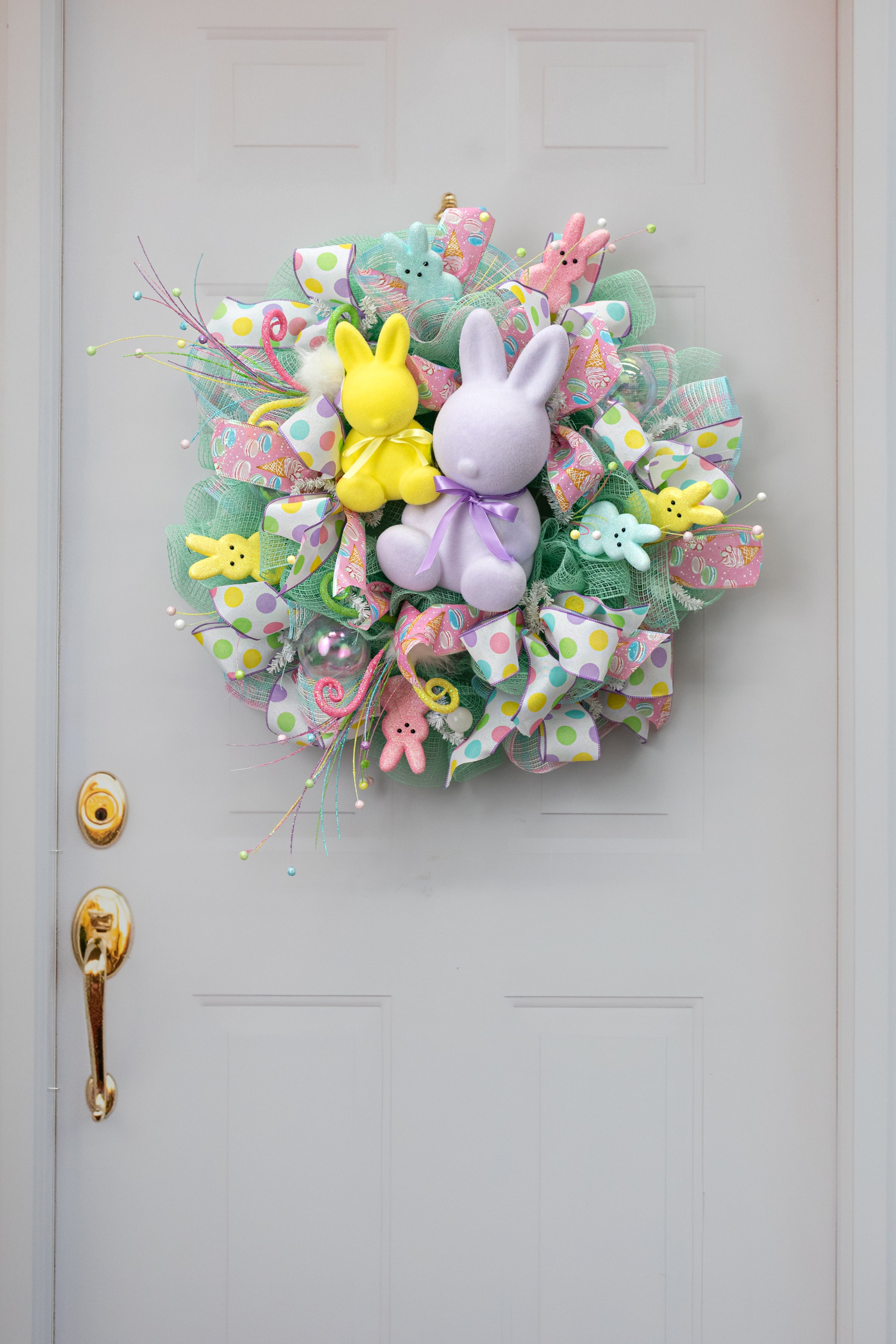 8" Modern Flocked Bunny Decor: Yellow