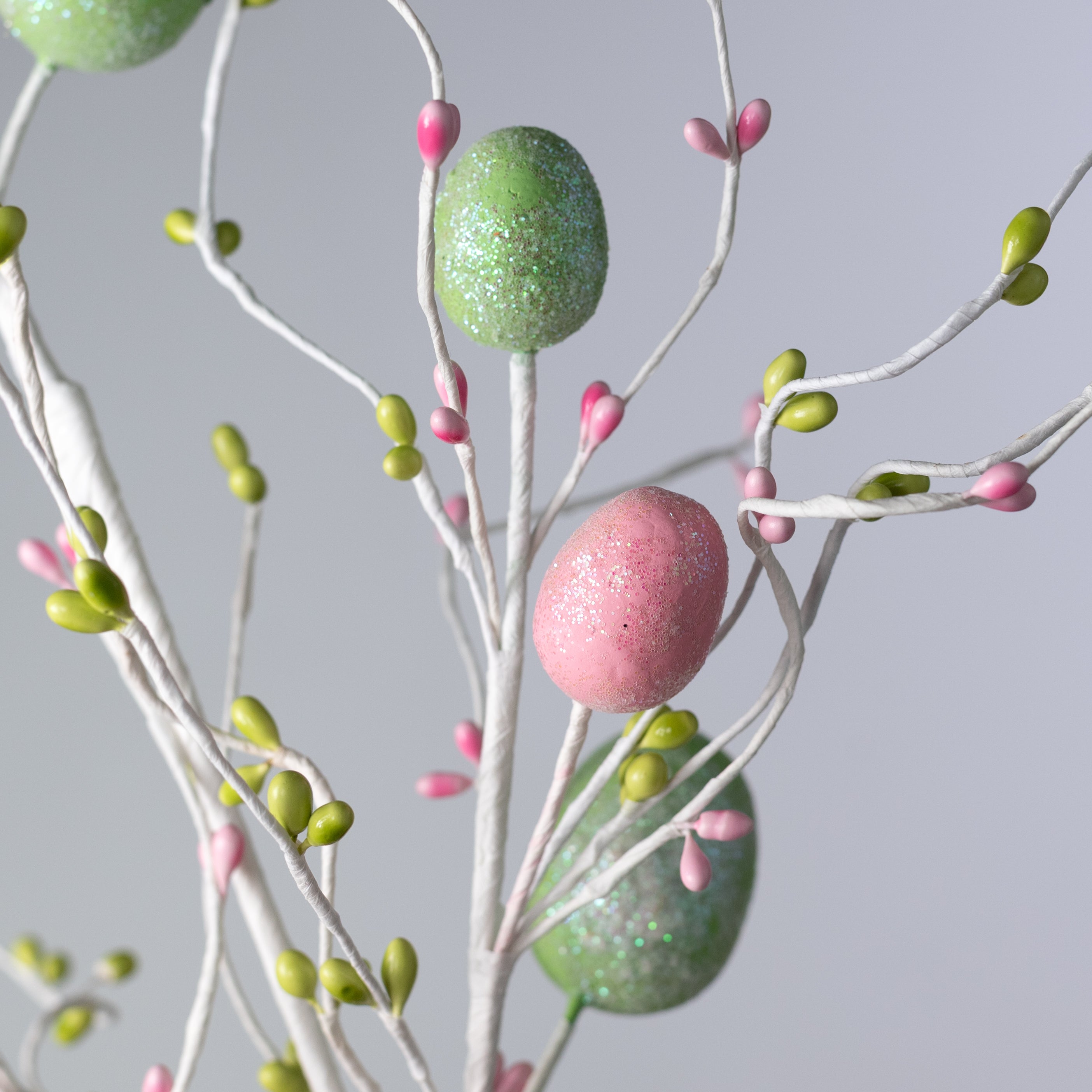 28" Glittered Easter Eggs & Pips Spray: Green & Pink