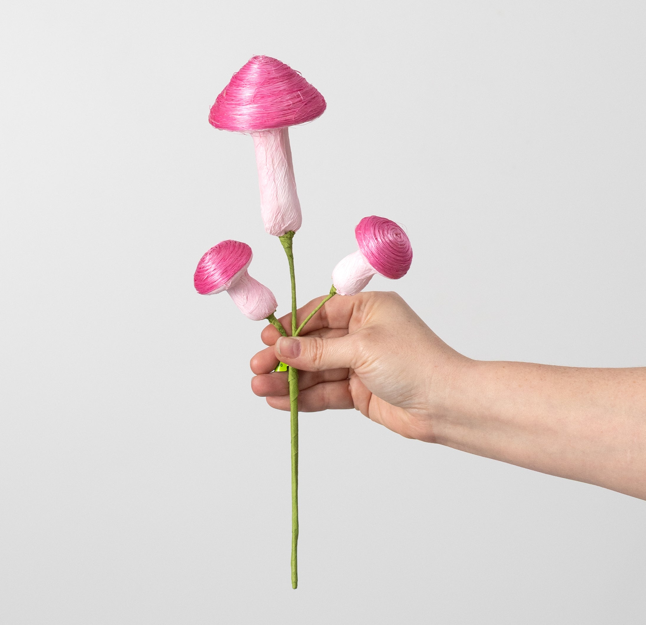 14" Sisal Mushrooms Pick: Hot Pink