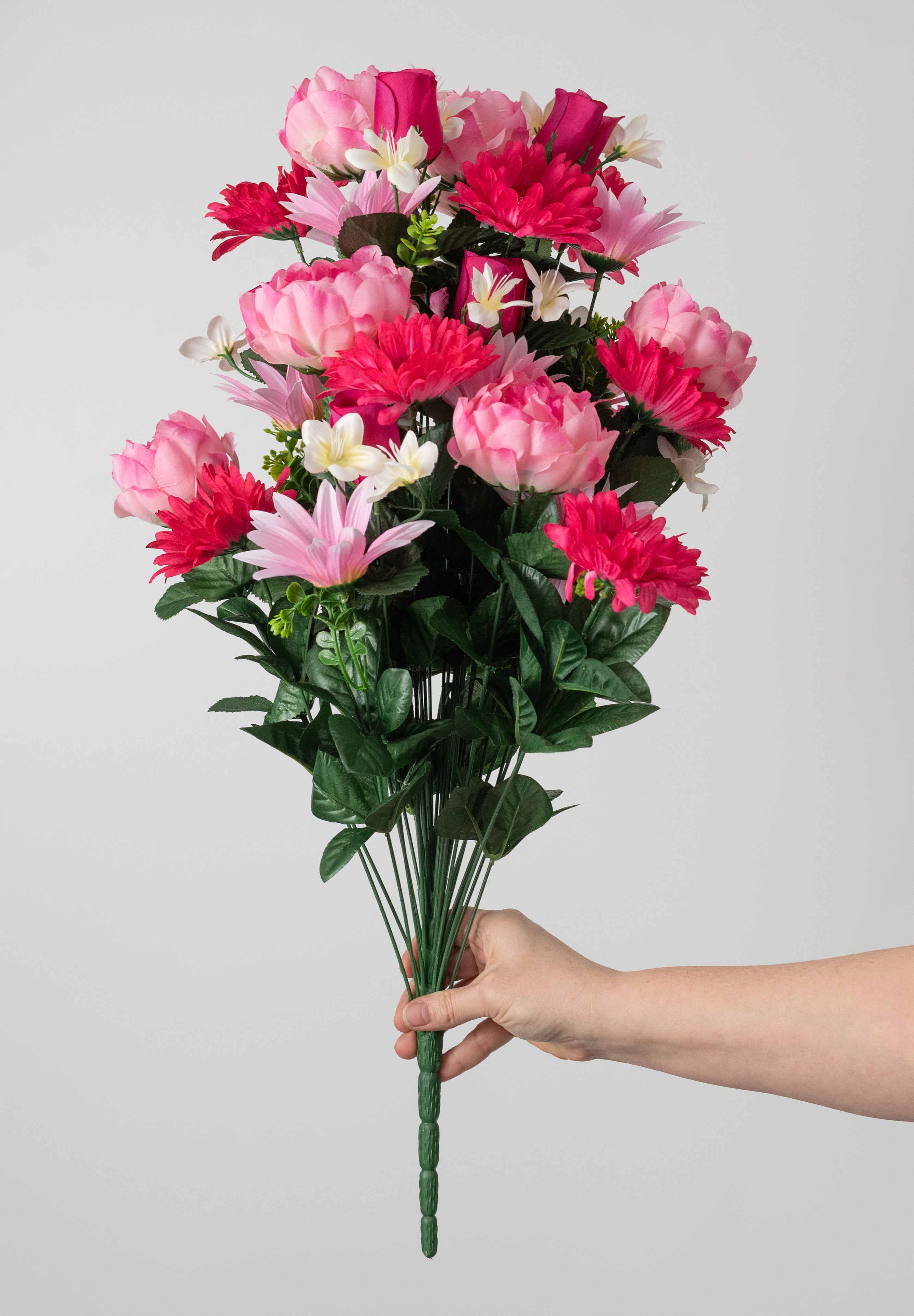 26" Peony, Gerbera Daisy, Rose Bud Bush: Beauty & Pink