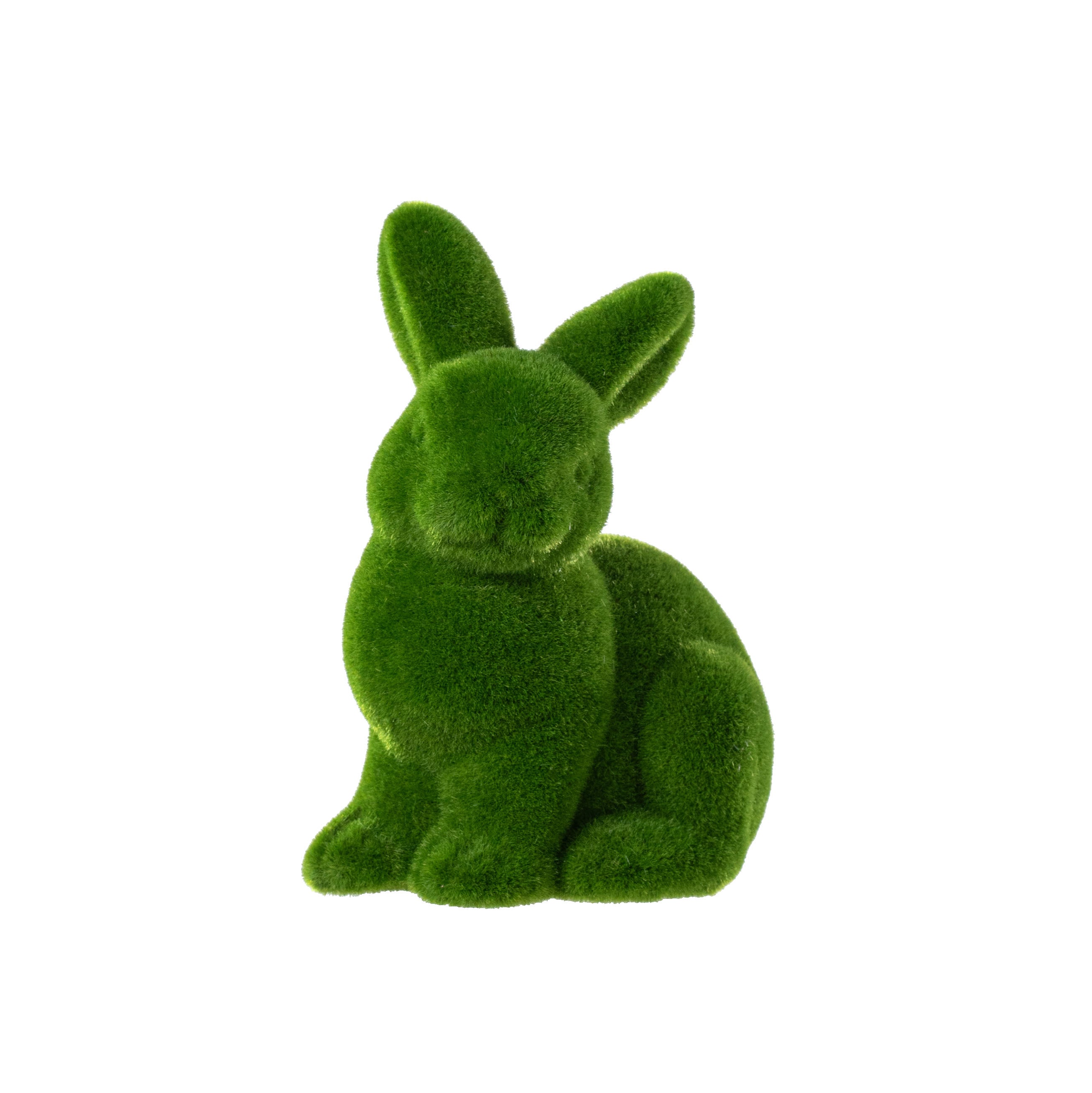 7.5" Flocked Sitting Bunny: Moss Green