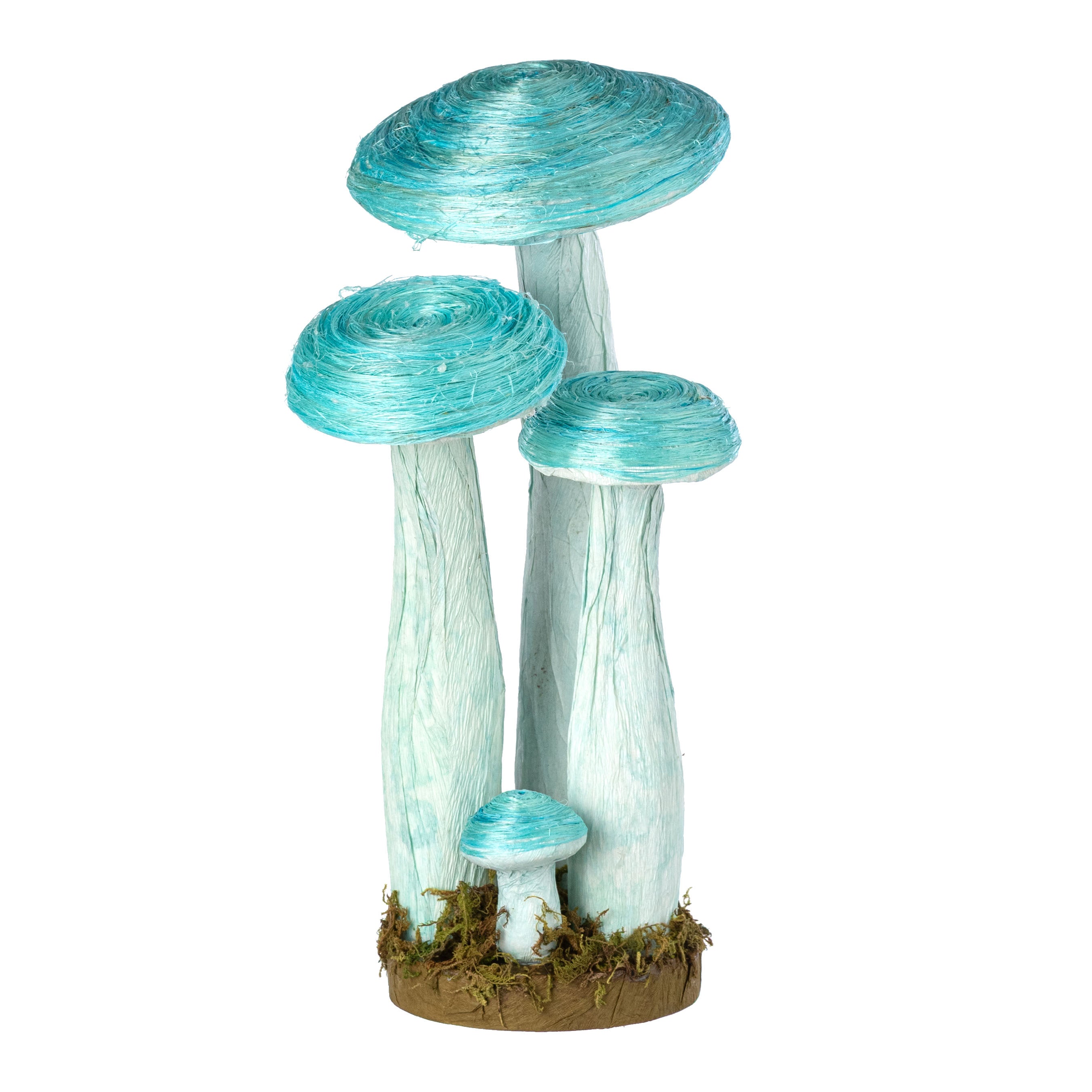 12" Sisal Mushroom Decor: Blue