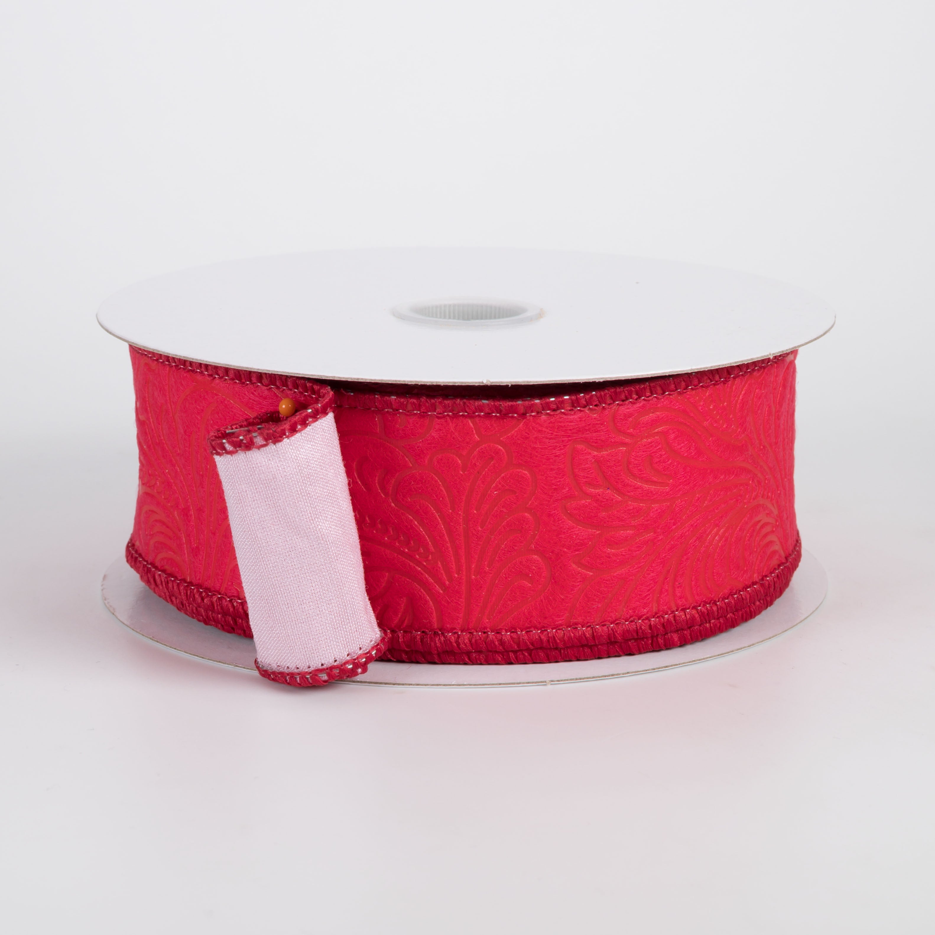 1.5" Double Sided Flower Breeze & Dupioni Ribbon: Red & Pink (10 Yards)