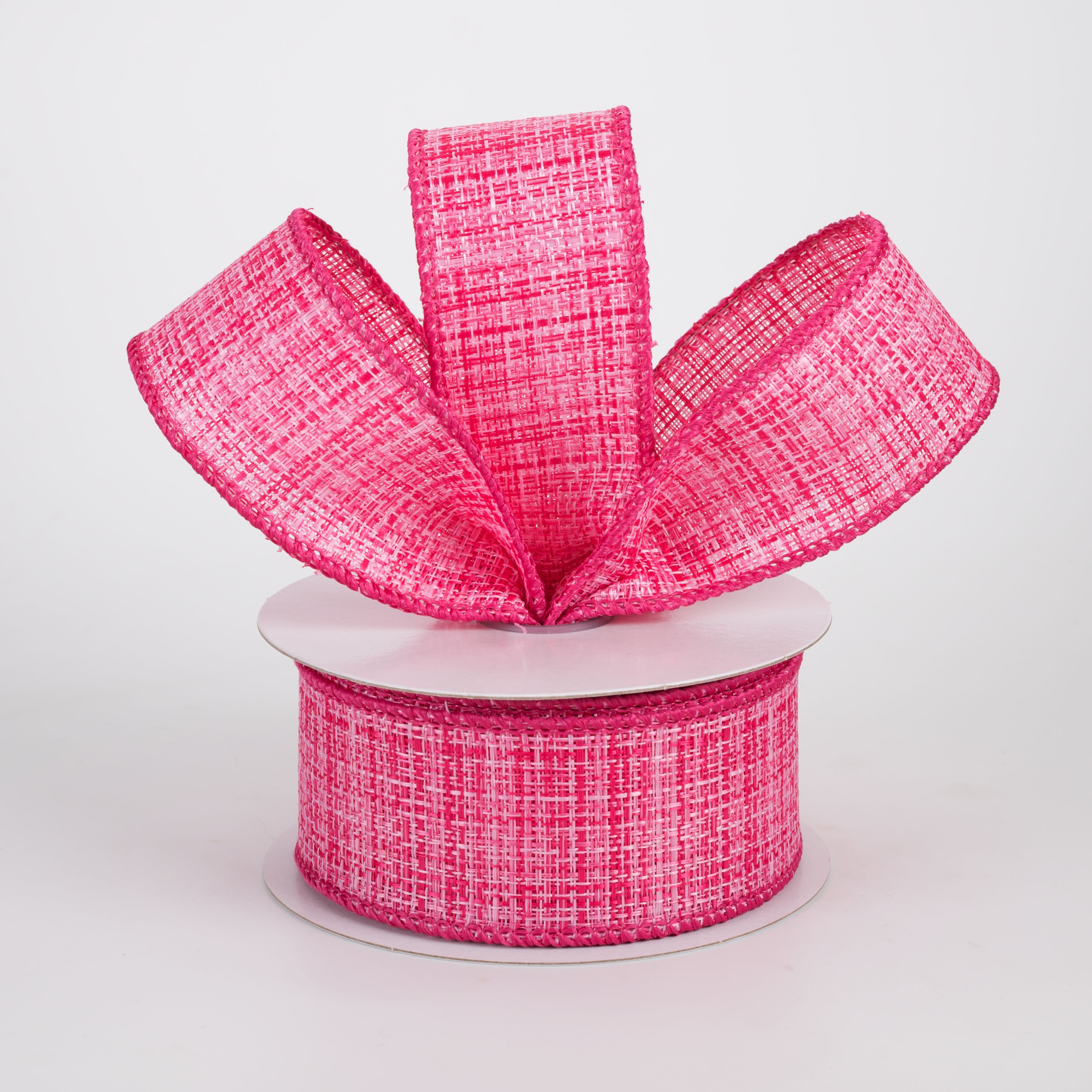 1.5" Two-Tone Tweed Ribbon: Fuchsia & Pink (10 Yards)