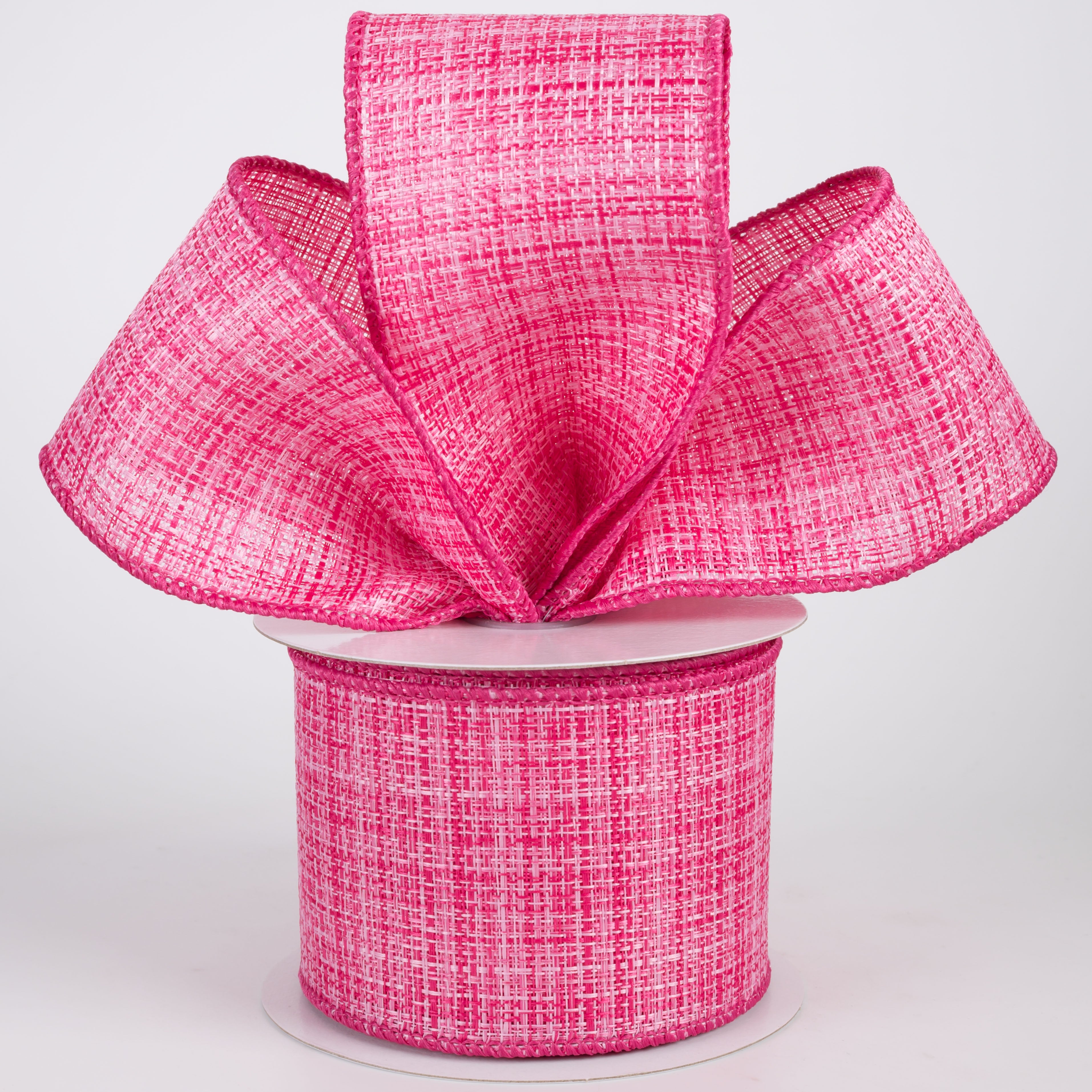 2.5" Two-Tone Tweed Ribbon: Fuchsia & Pink (10 Yards)
