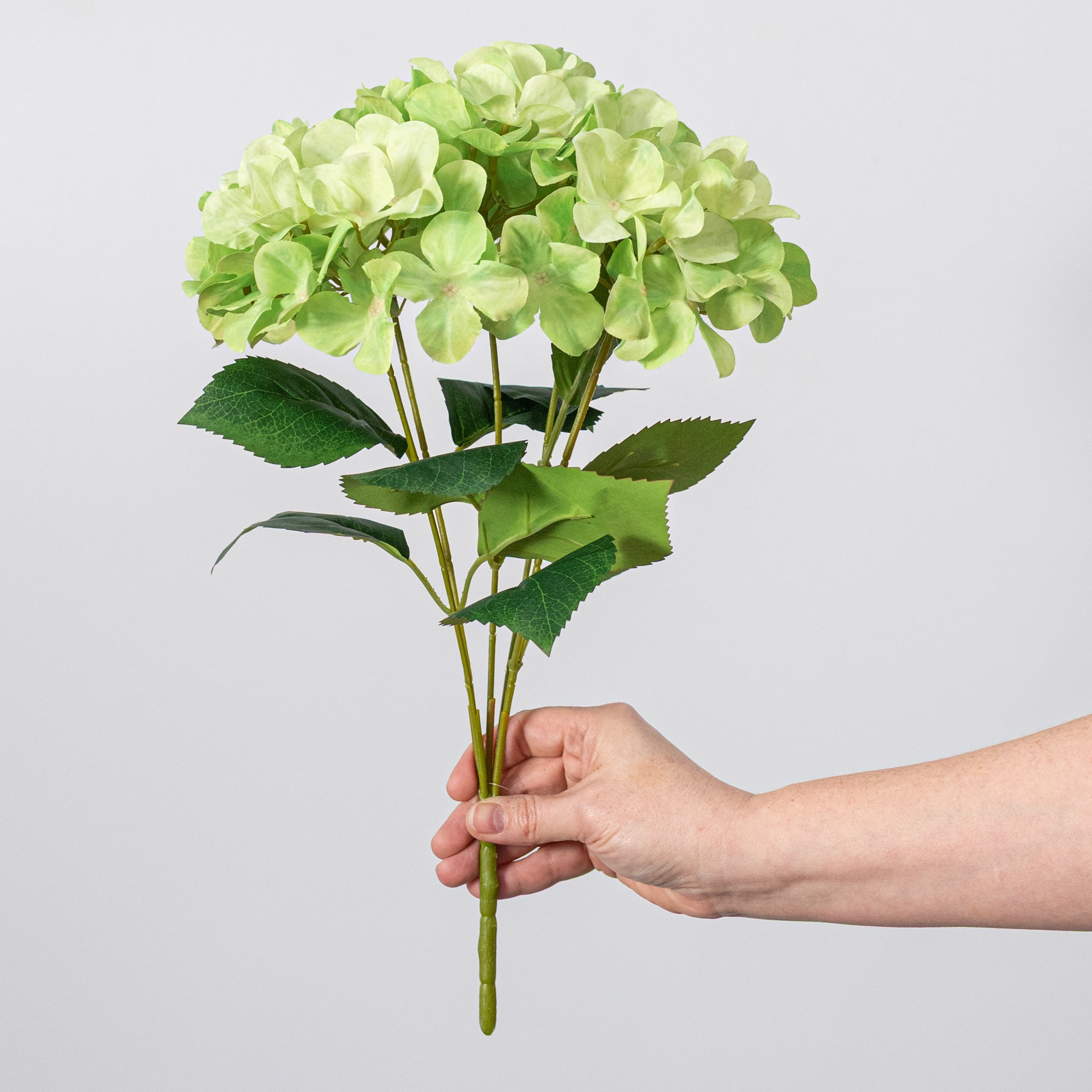 16" Fabric Hydrangea Bush: Green (5 Stem)