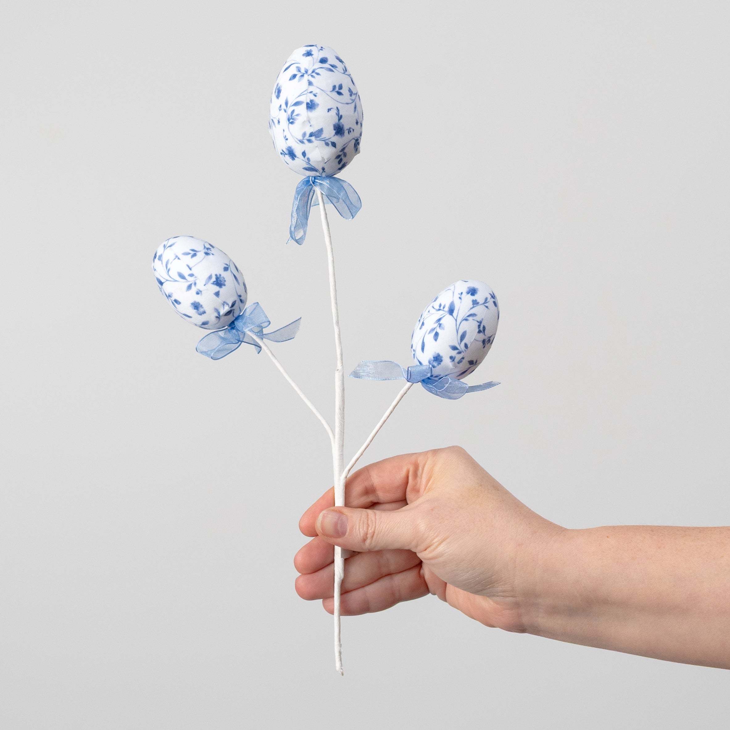 12" Chinoiserie Easter Eggs Pick: White & Blue