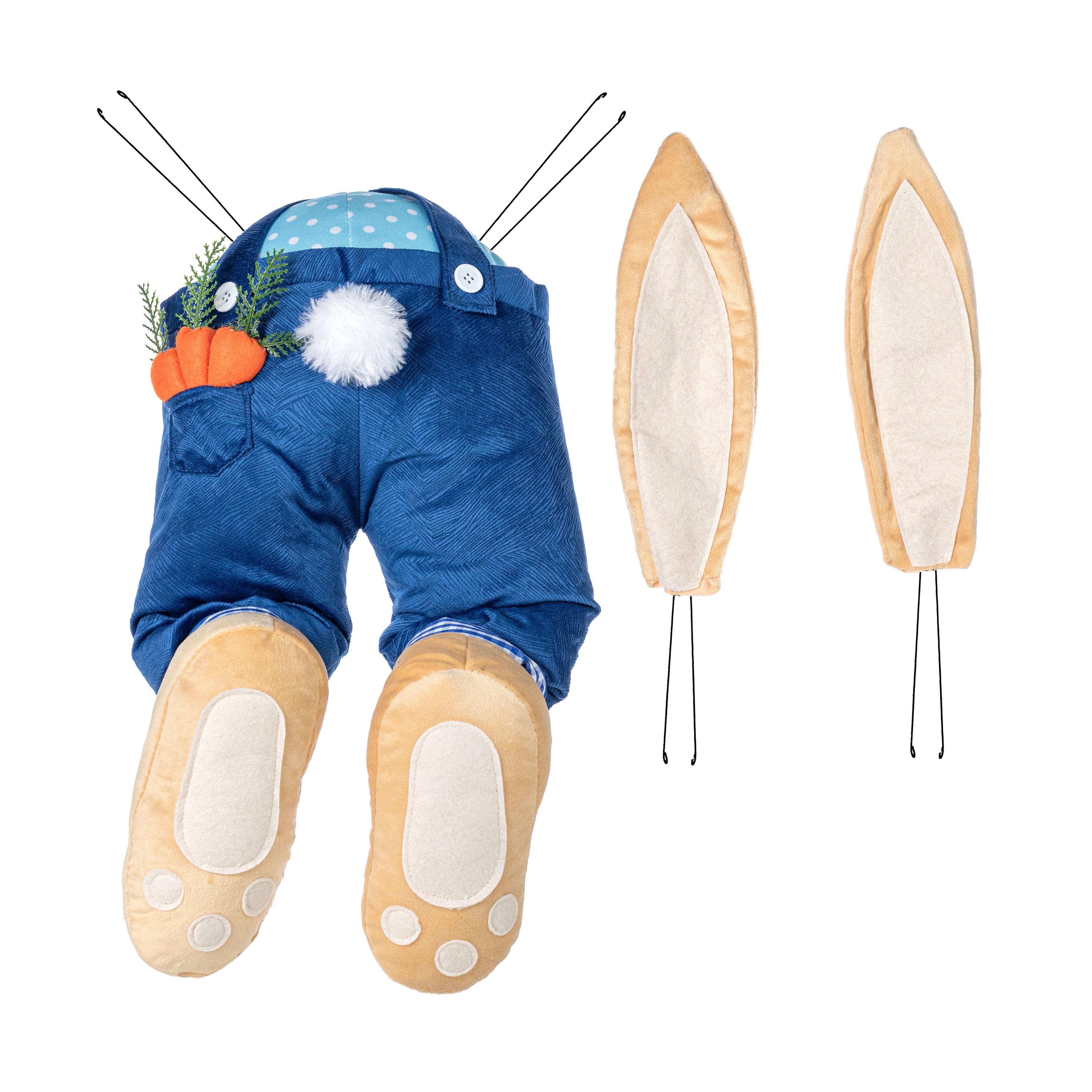 Plush Bunny Bottom Wreath Decor Kit: Blue (3 Pieces)