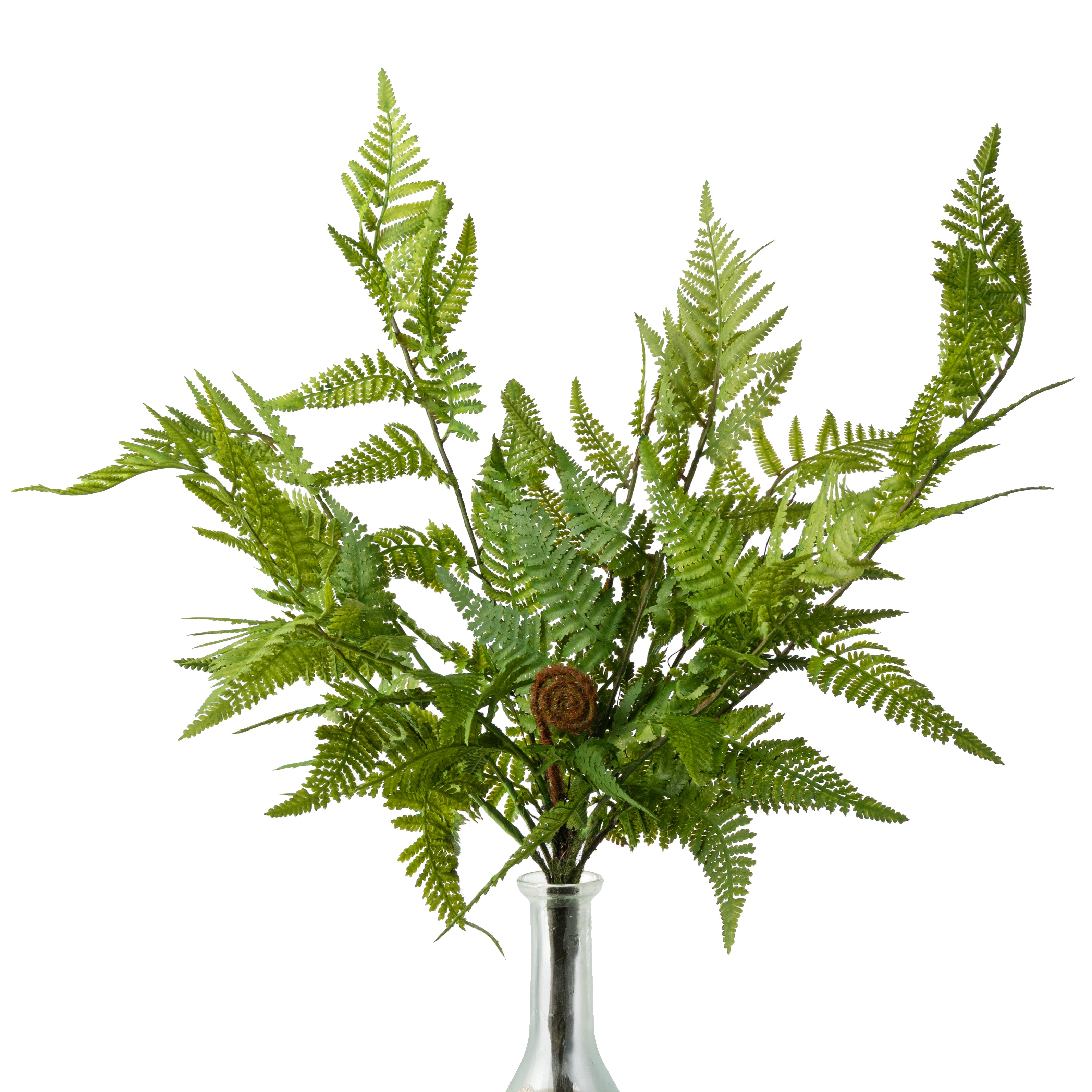 19" Artificial Fern & Frond Bush: Green