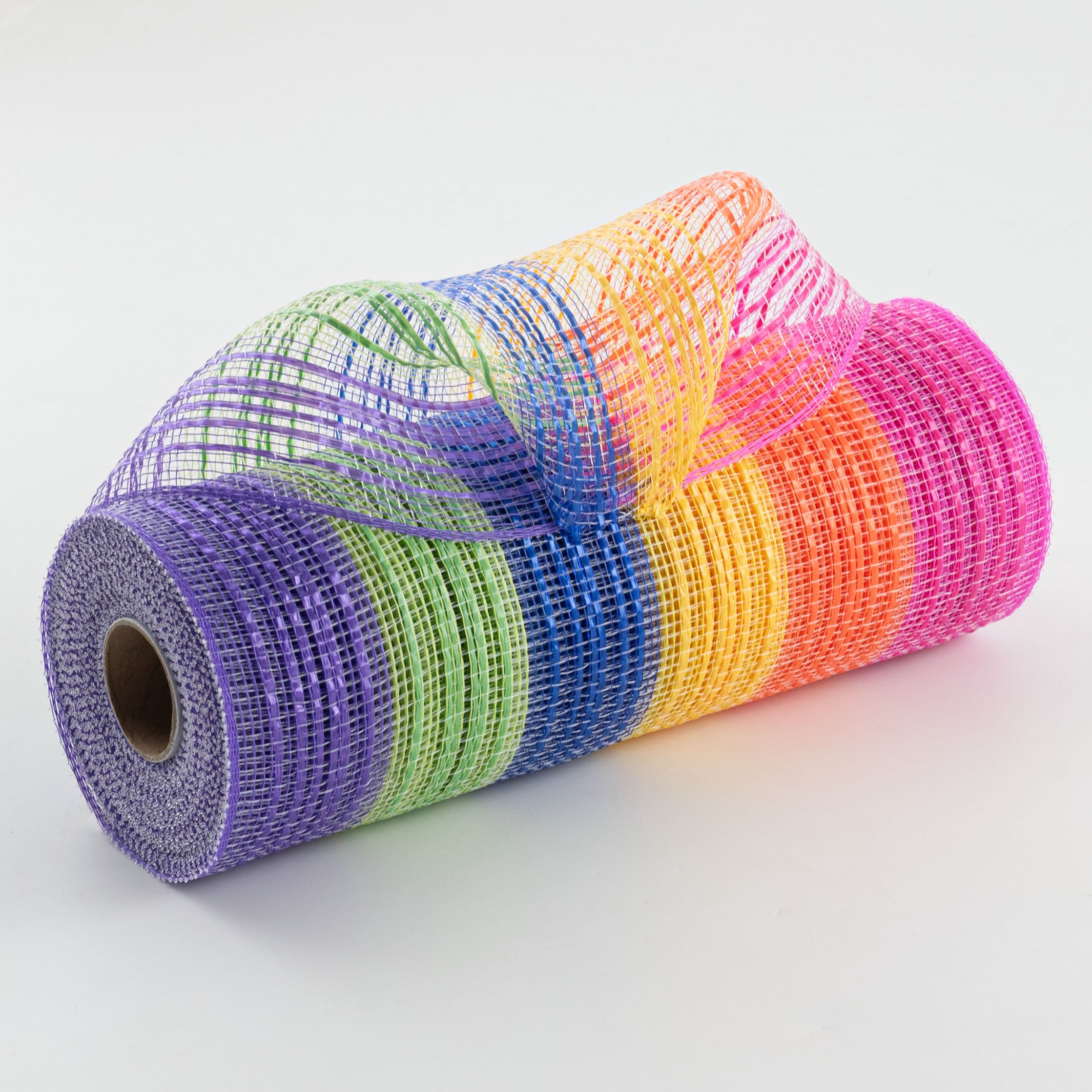 10" Vertical Wide Strip Mesh: Bright Rainbow Stripes