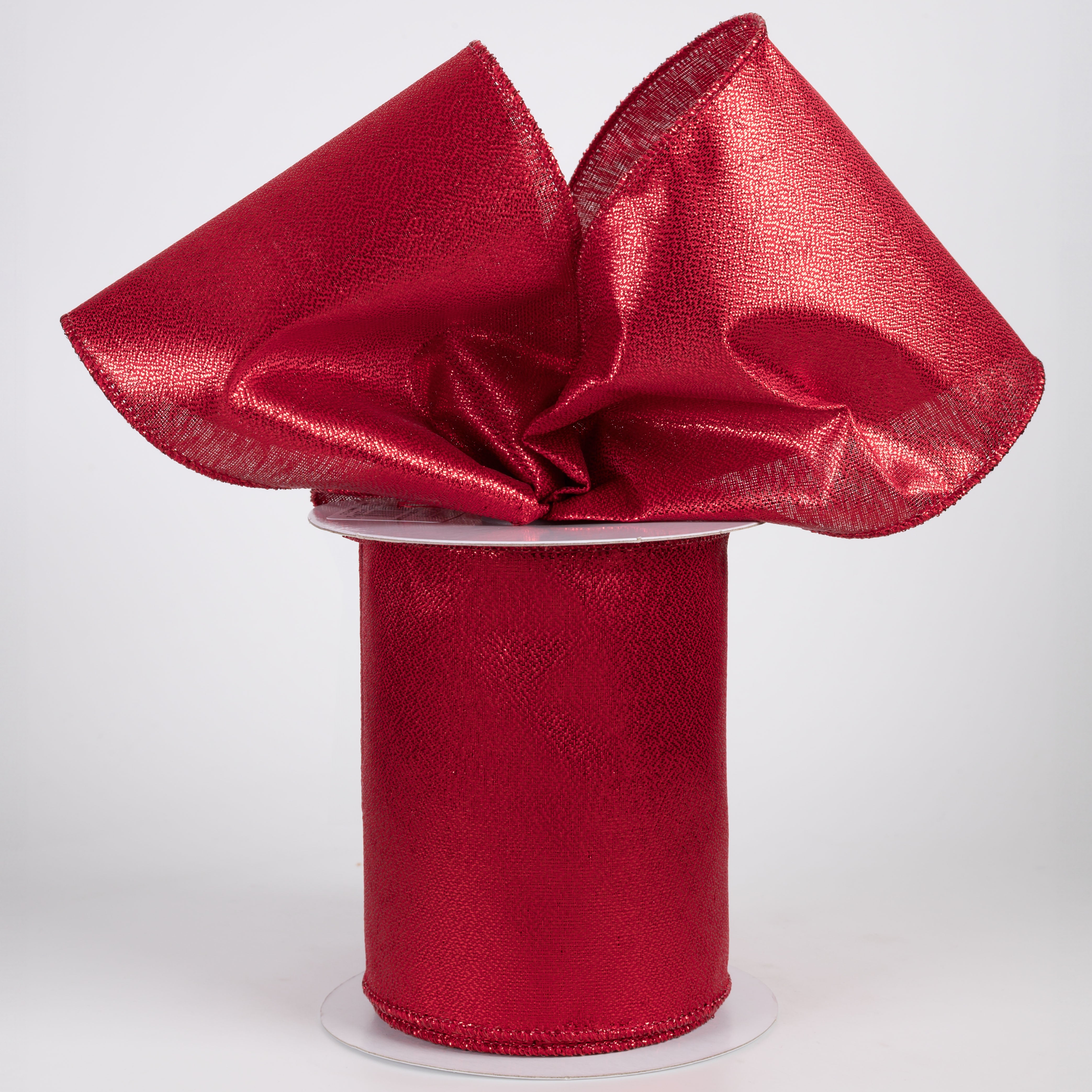 4" Metallic Satin Ribbon: Red (10 Yards)