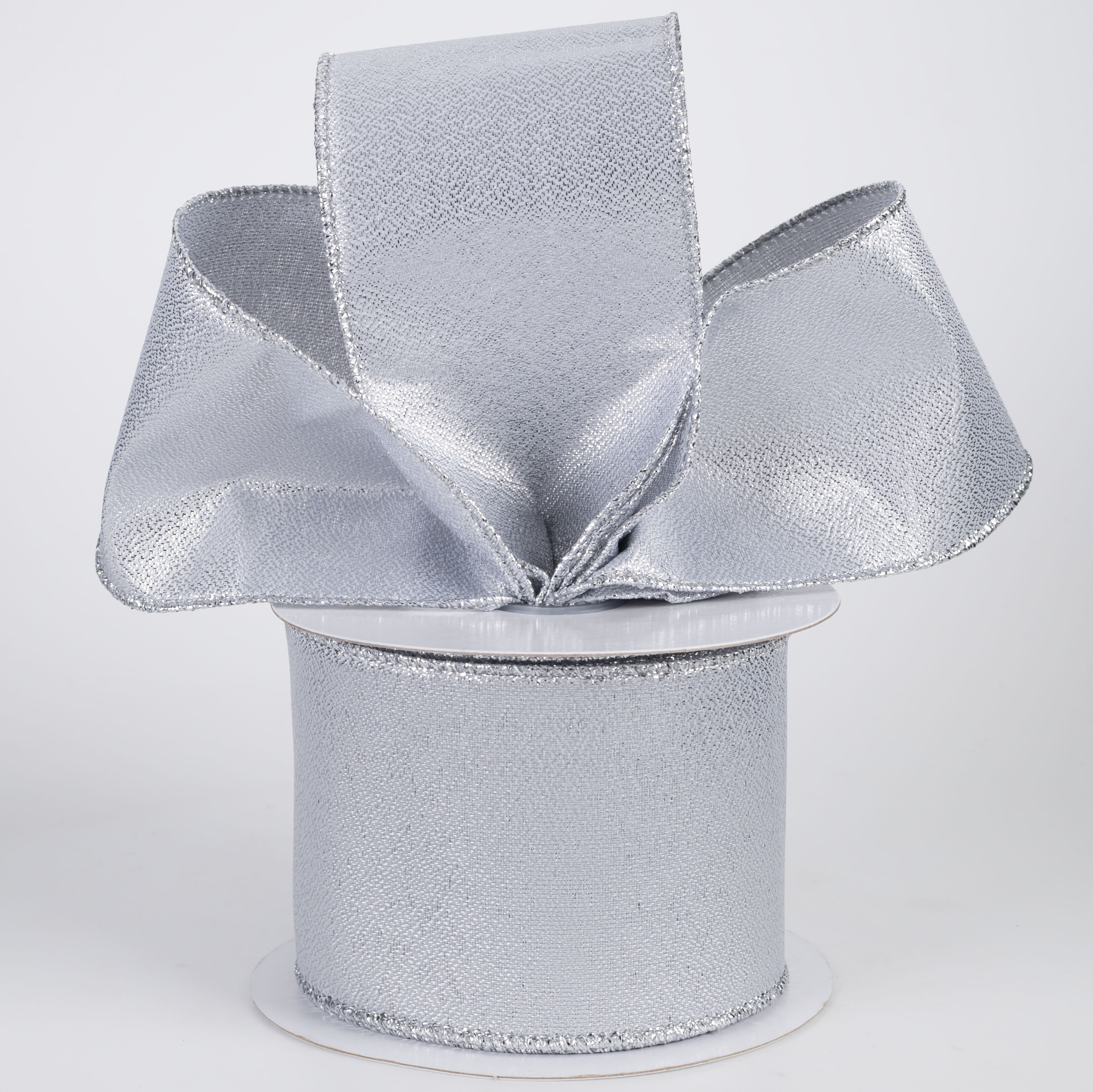 2.5" Metallic Satin Ribbon: Silver (10 Yards)