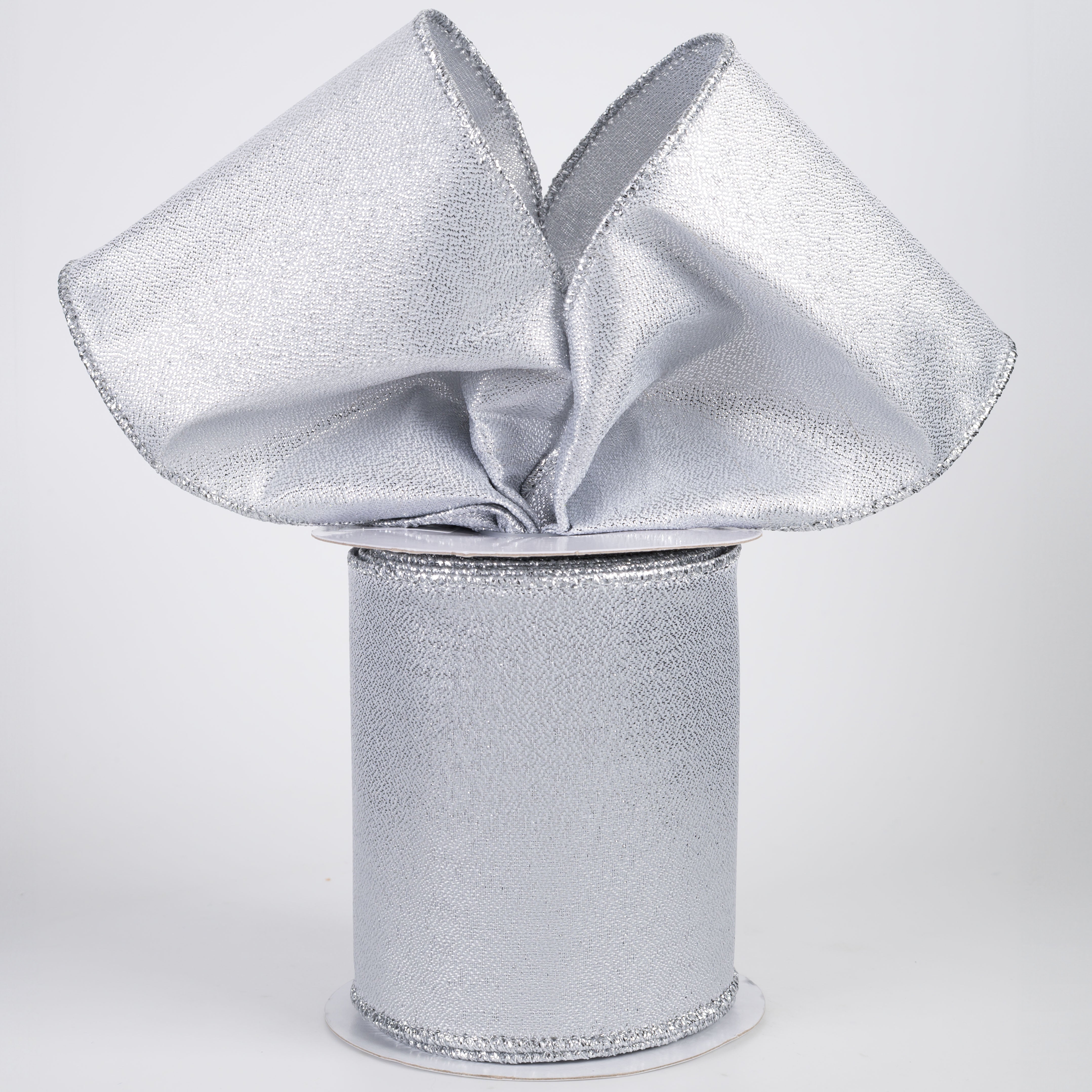 4" Metallic Satin Ribbon: Silver (10 Yards)