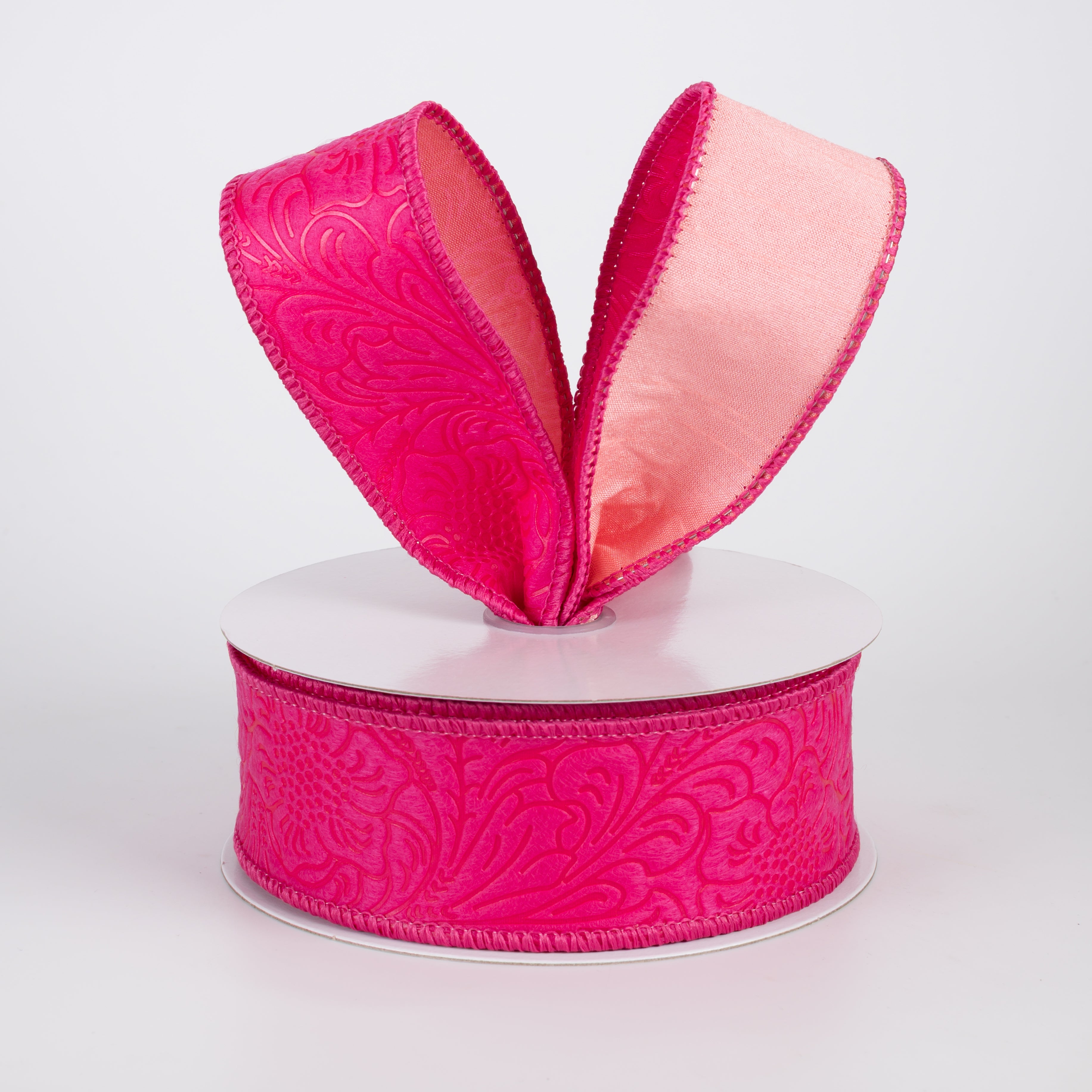 1.5" Double Sided Flower Breeze & Dupioni Ribbon: Fuchsia & Rose (10 Yards)