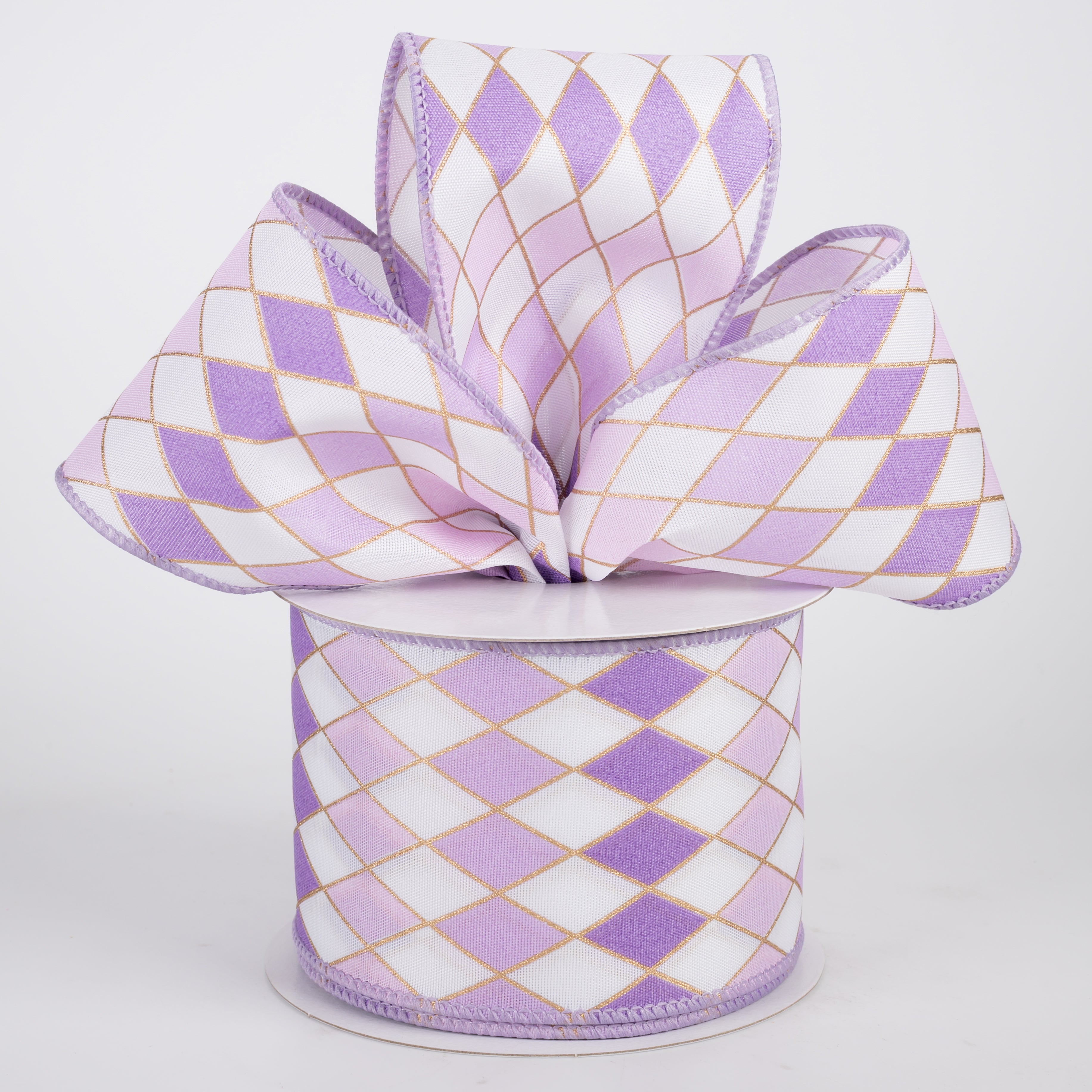 2.5" Satin Ombre Harlequin Cascade Ribbon: Lavender & Purple (10 Yards)
