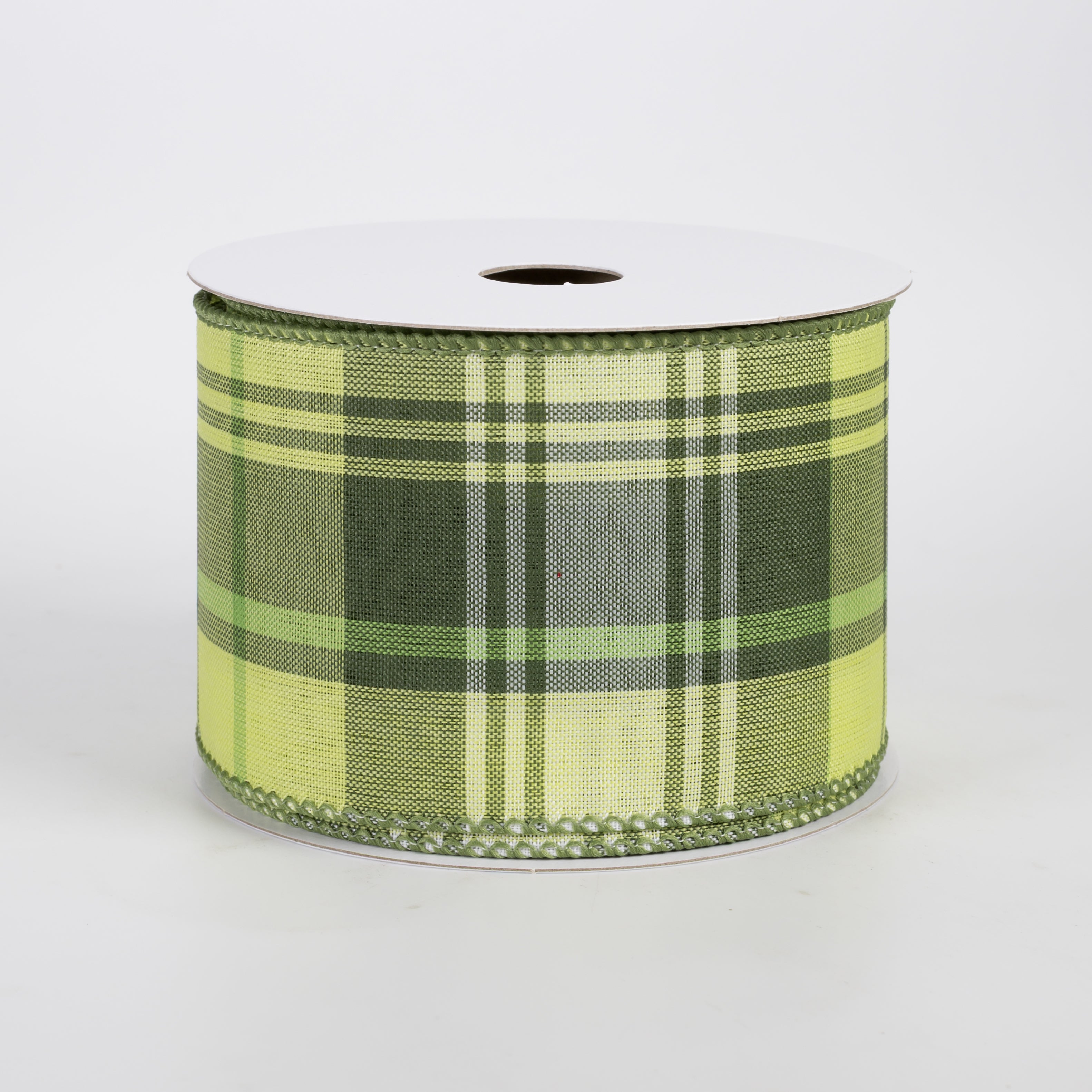 2.5" Lindy Plaid Ribbon: Shades of Green (10 Yards)
