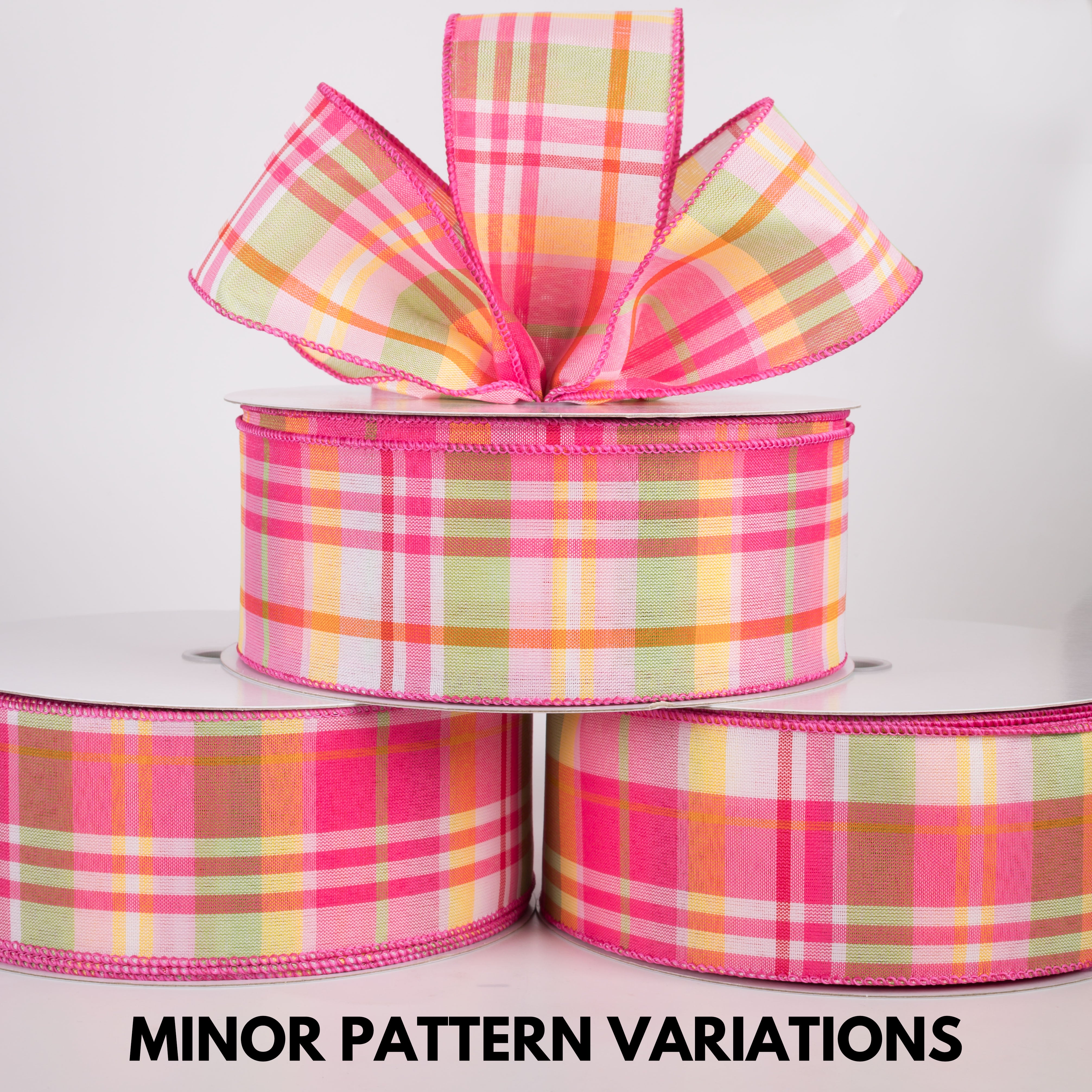 2.5" Posey Plaid Ribbon: Hot Pink Brights (50 Yards)