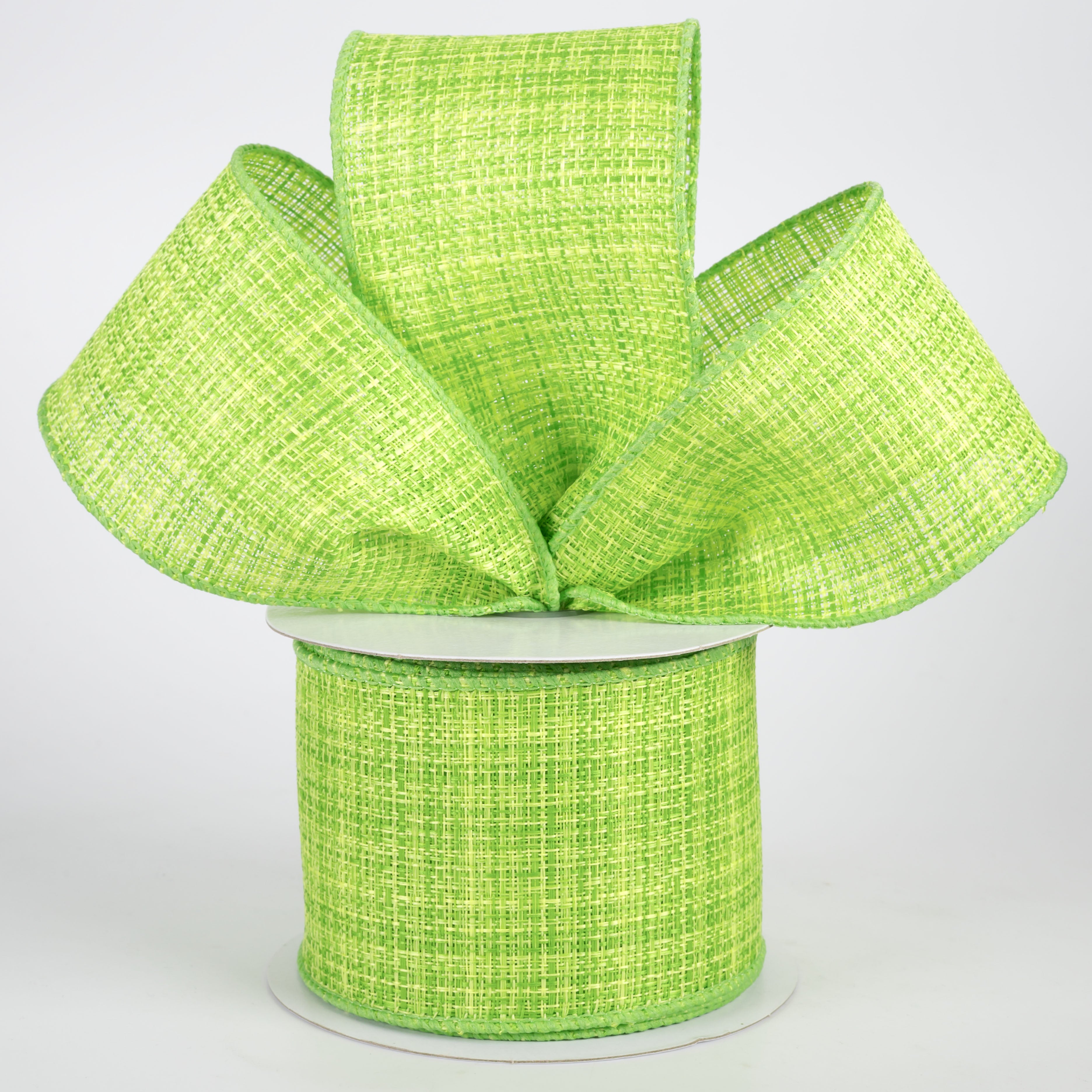 2.5" Two-Tone Tweed Ribbon: Lime & Apple (10 Yards)