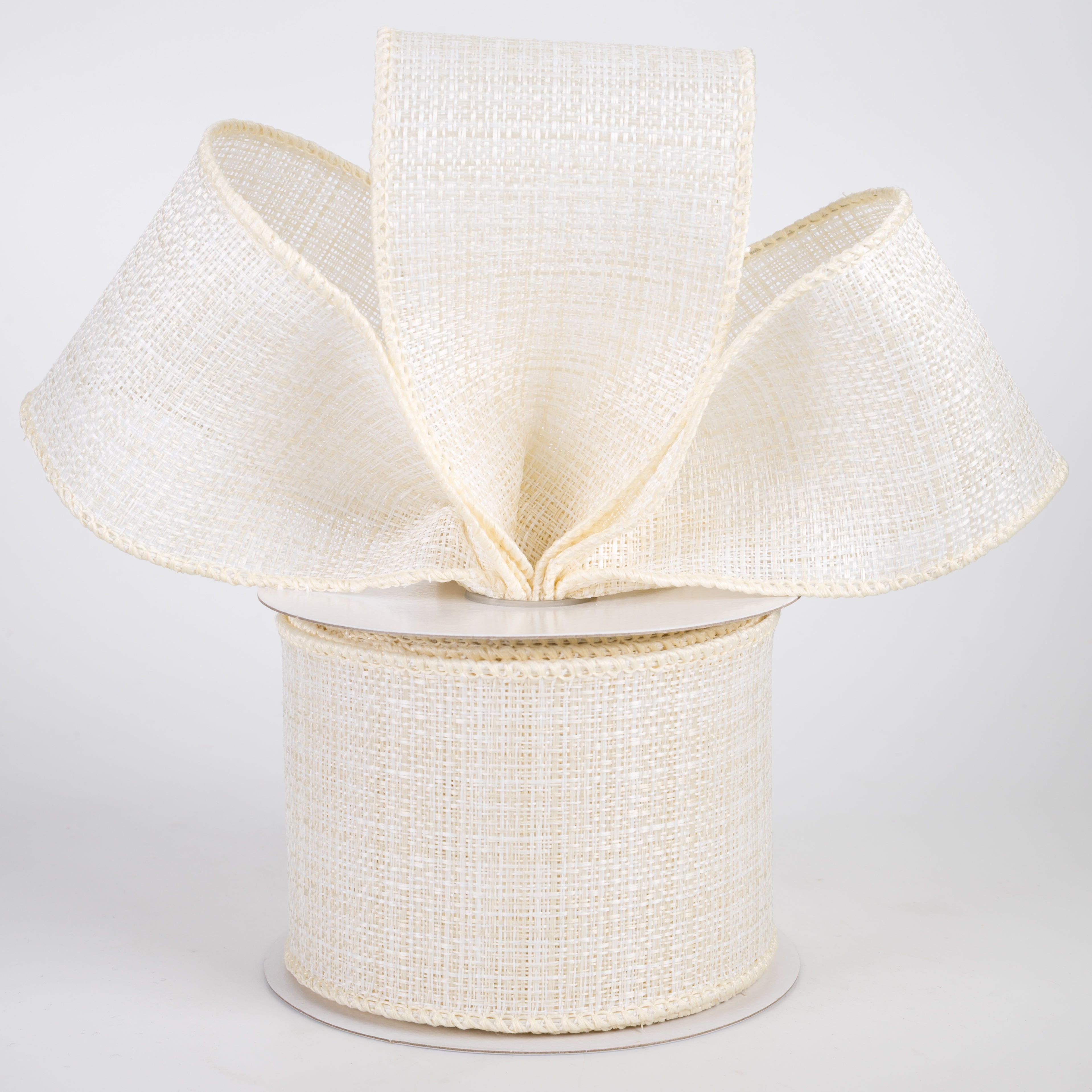 2.5" Two-Tone Tweed Ribbon: Ivory & Tan (10 Yards)